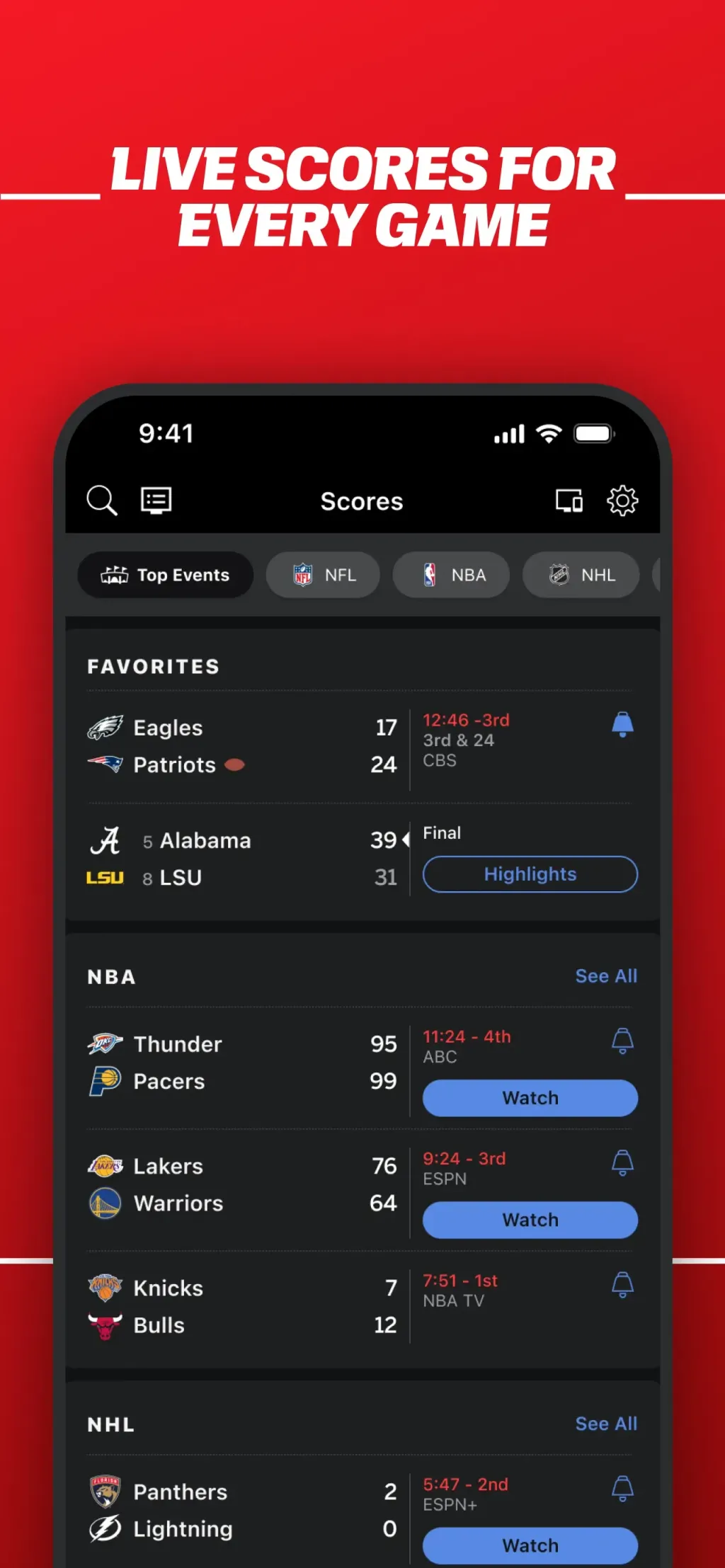 ESPN: Live Sports & Scores screenshot 1