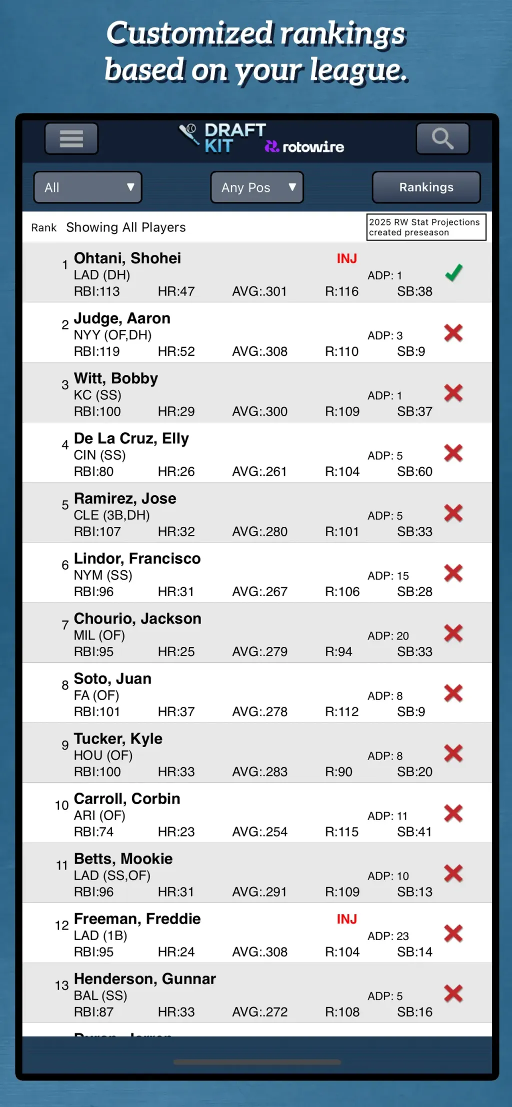 Fantasy Baseball Draft Kit '26 App Store screenshot 1