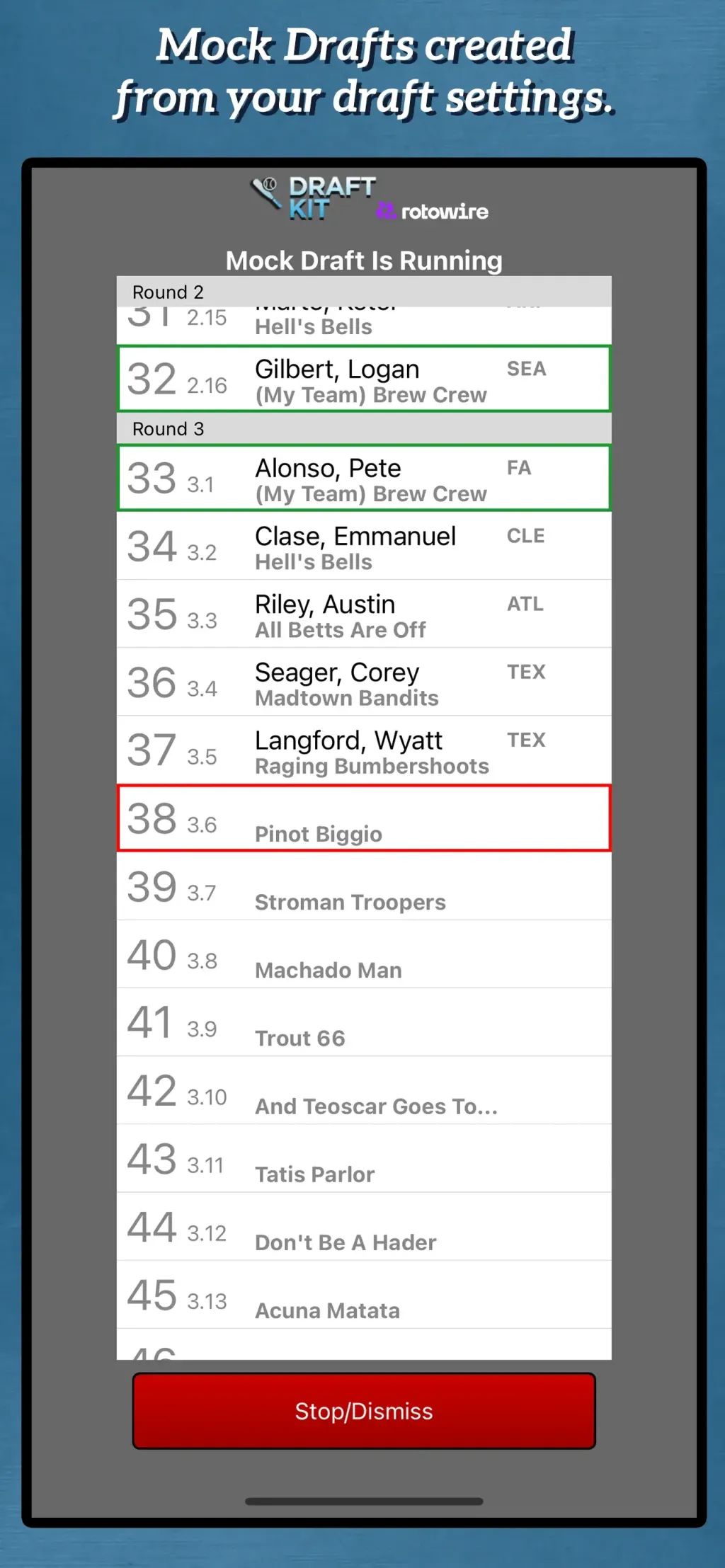 Fantasy Baseball Draft Kit '26 App Store screenshot 2