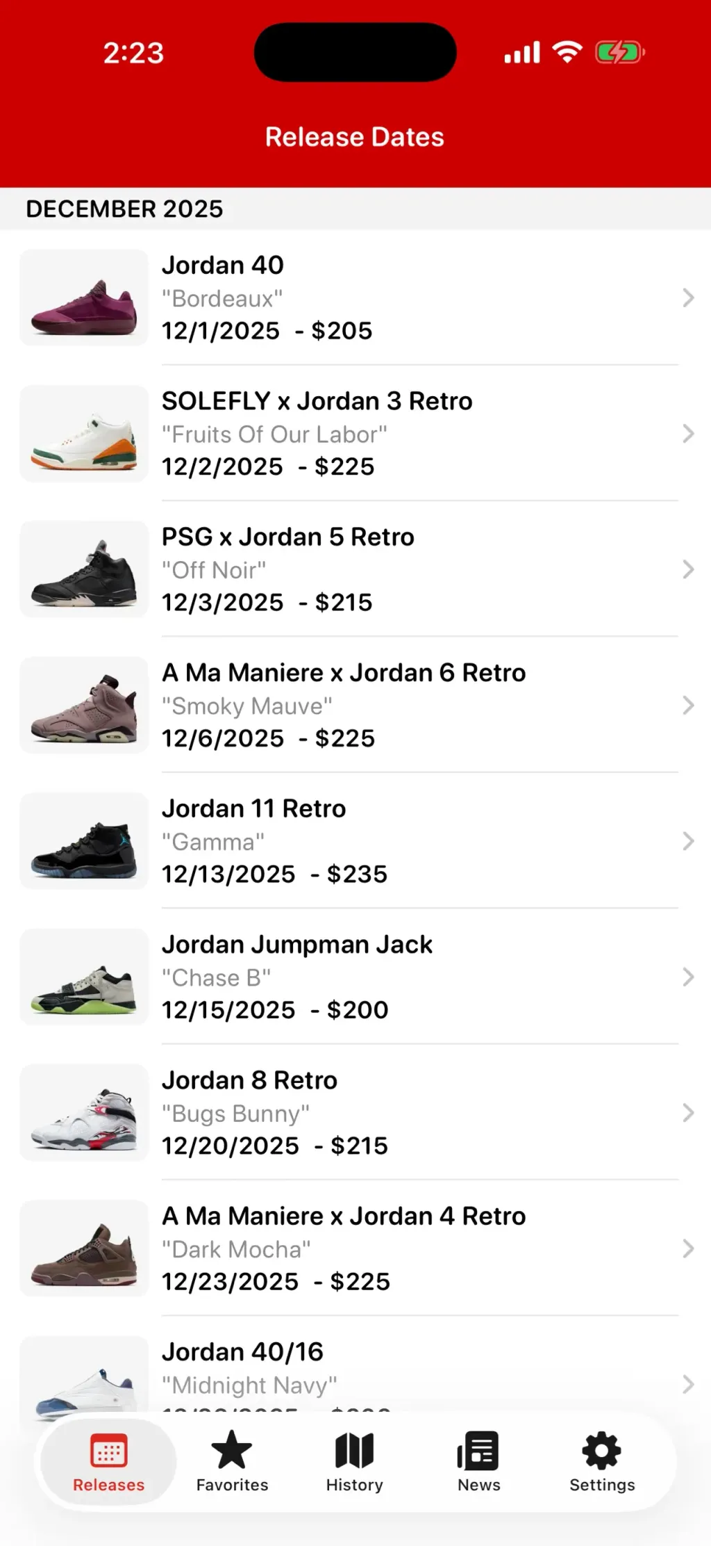 J23 - Release Dates & Restocks App Store screenshot 1