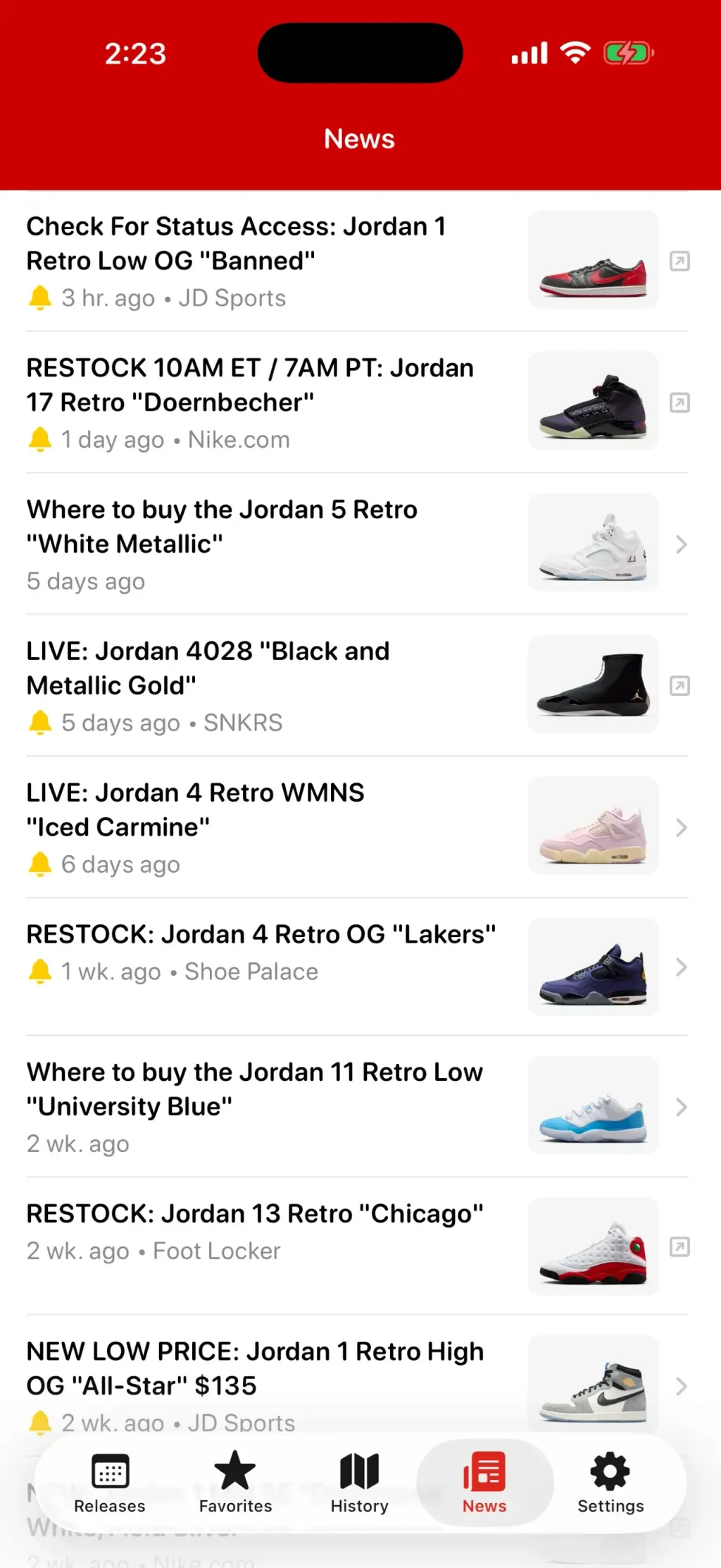 J23 - Release Dates & Restocks App Store screenshot 3