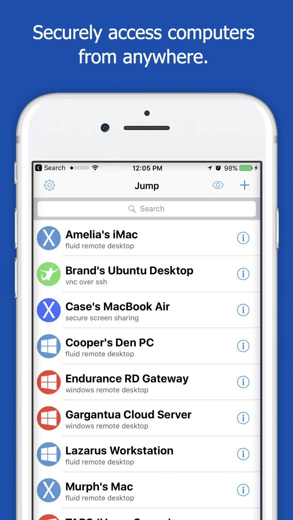 Jump Desktop (RDP, VNC, Fluid) App Store screenshot 1