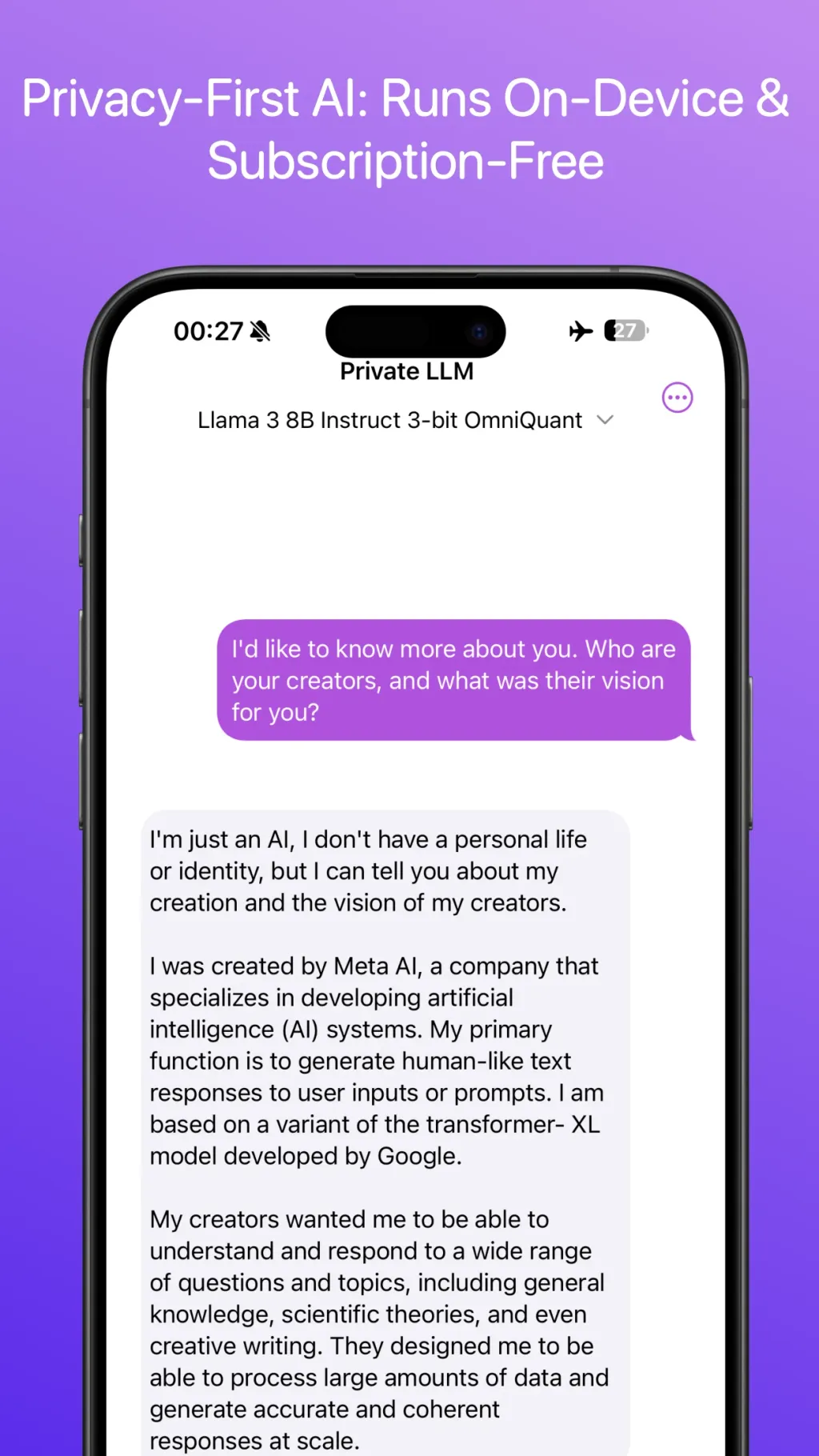 Private LLM - Local AI Chat App Store screenshot 1