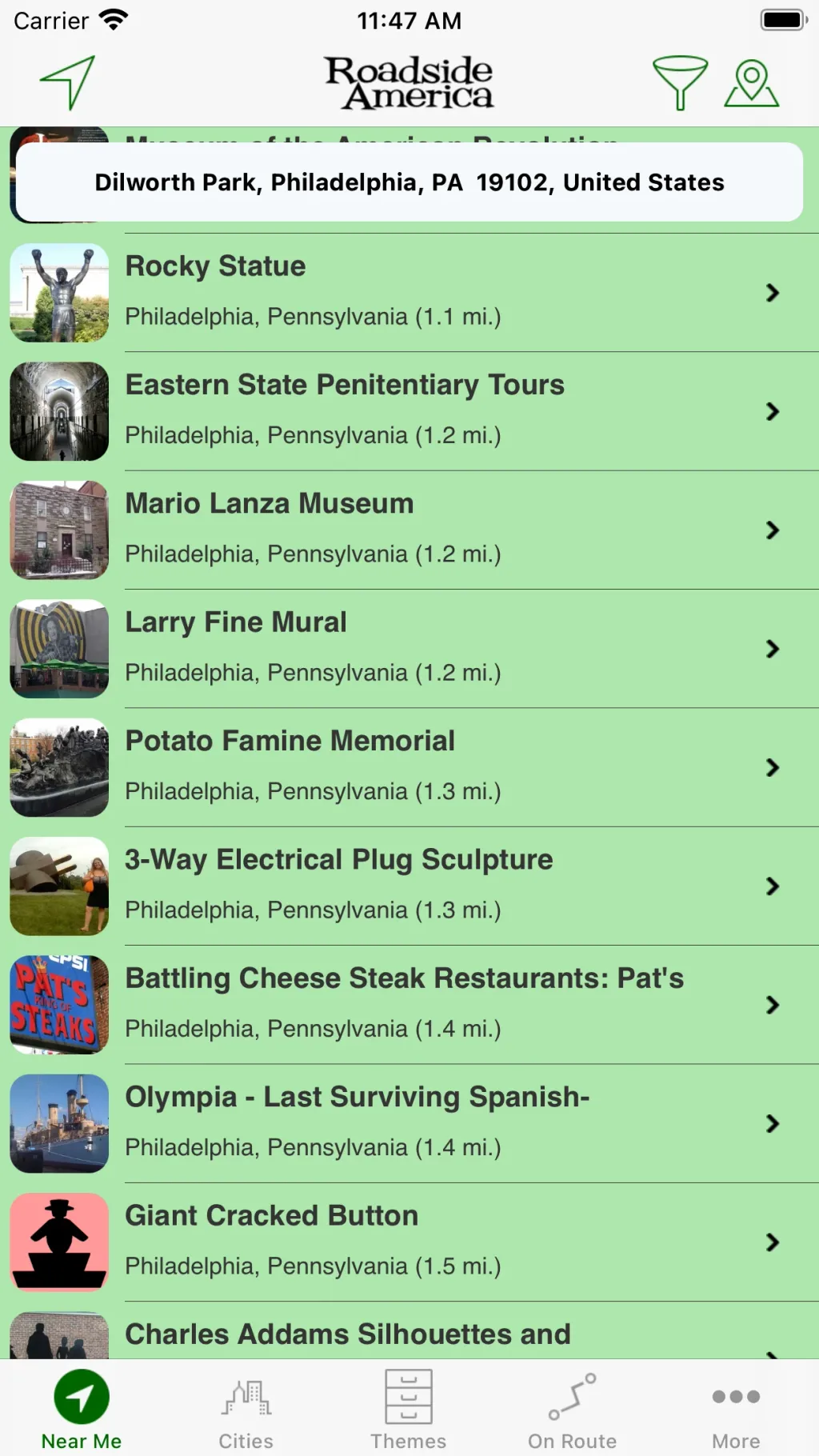 Roadside America App Store screenshot 1