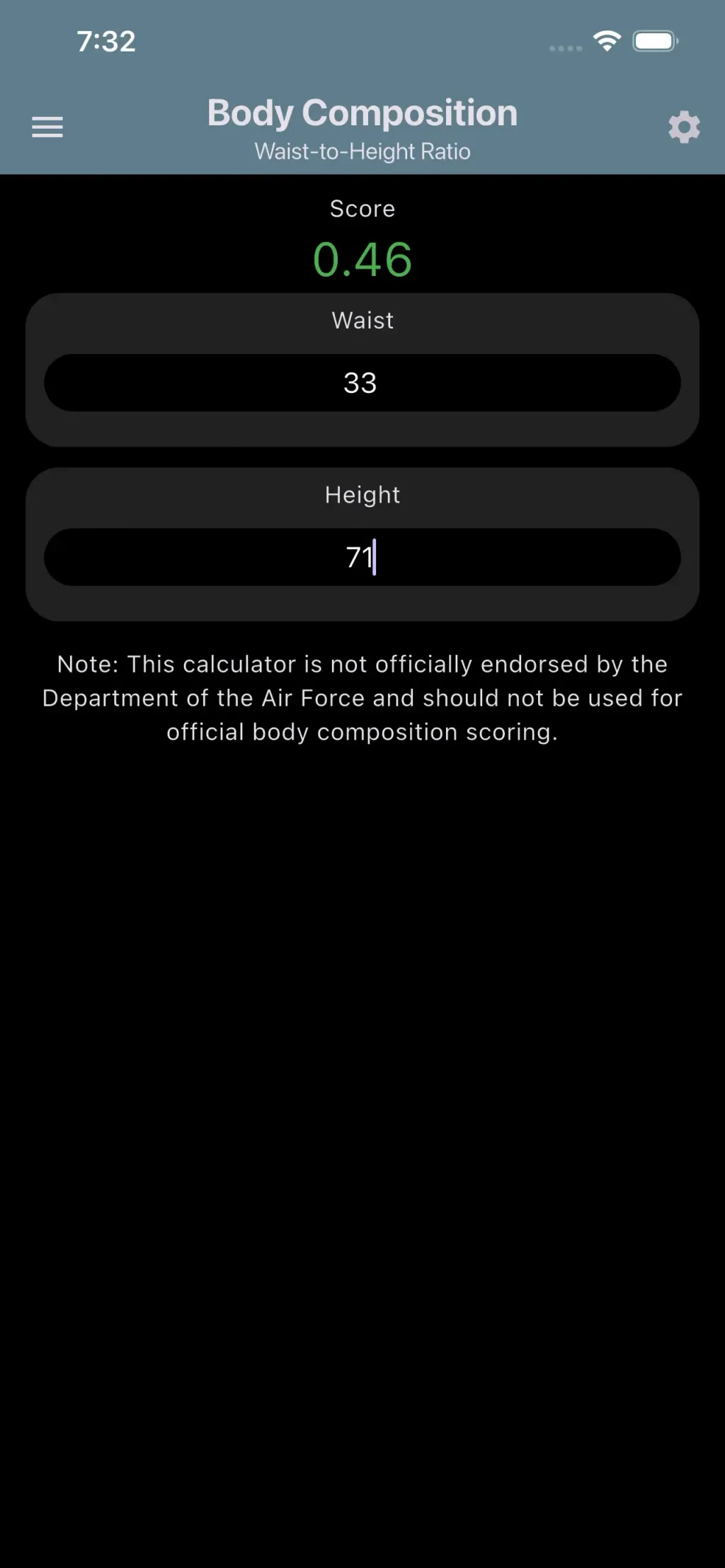 USAF PFA & USSF HPA Calculator App Store screenshot 5