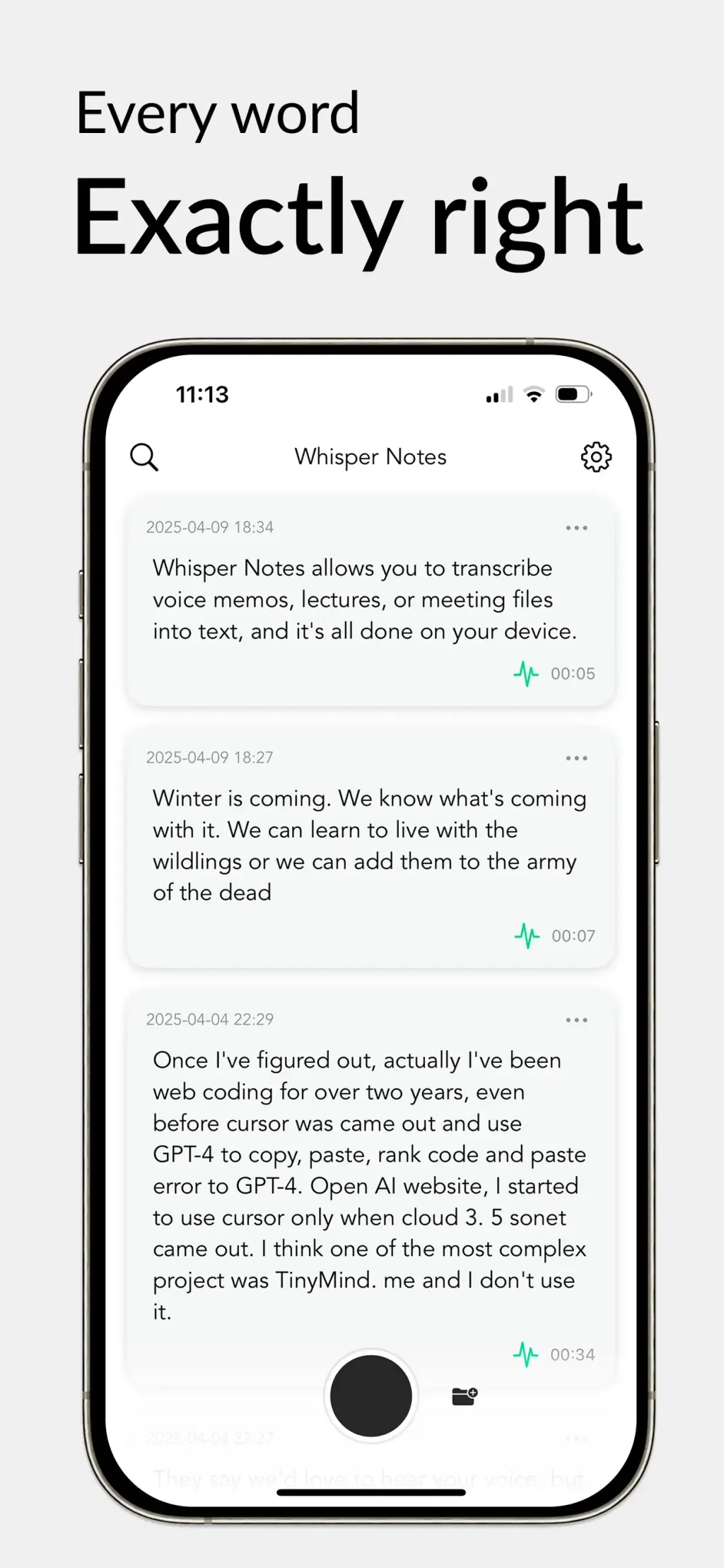 Whisper Notes - Speech to Text App Store screenshot 1
