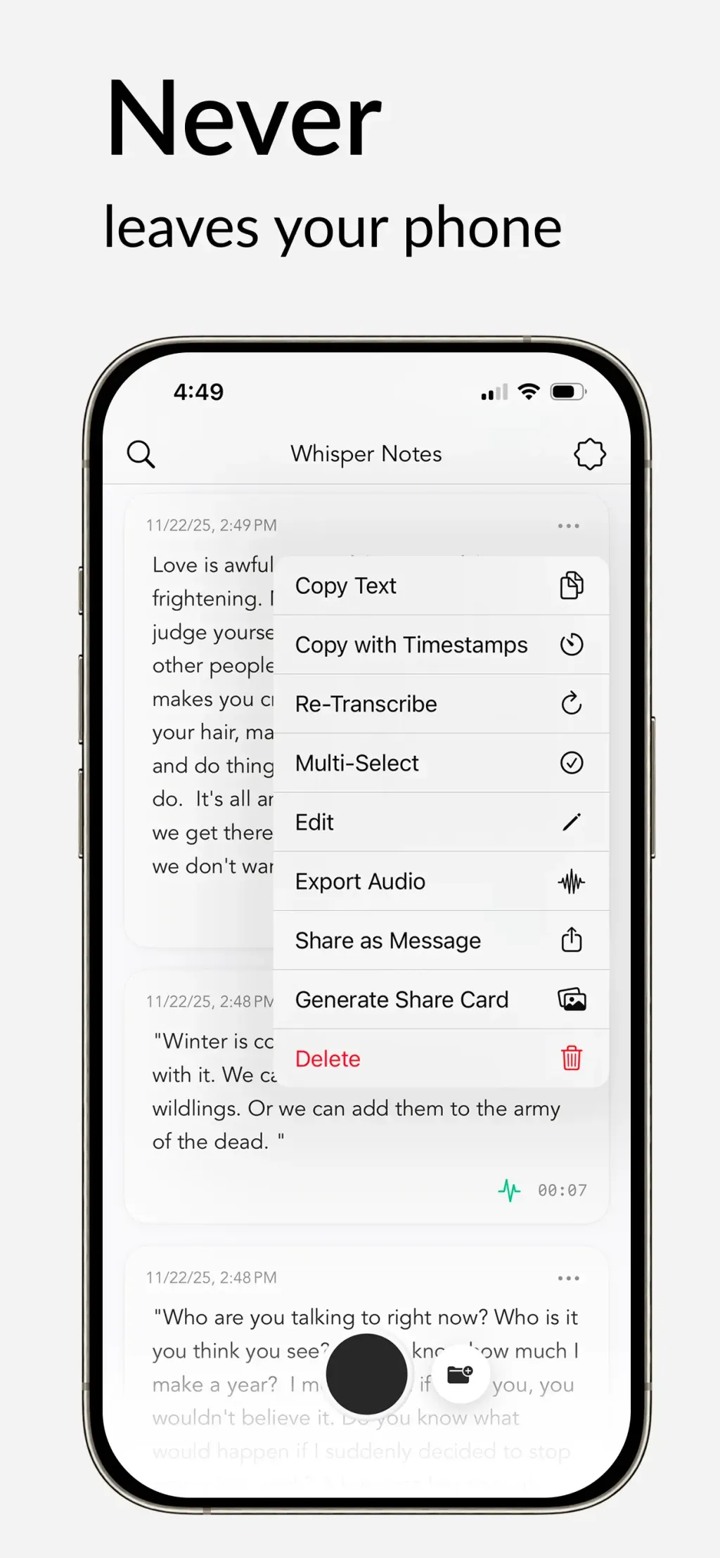 Whisper Notes - Speech to Text App Store screenshot 2