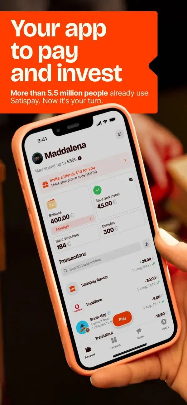 Satispay: Pay and invest App Store screenshot 1