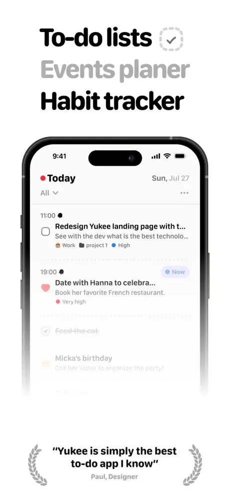 Yukee simple todo list tracker App Store screenshot 1