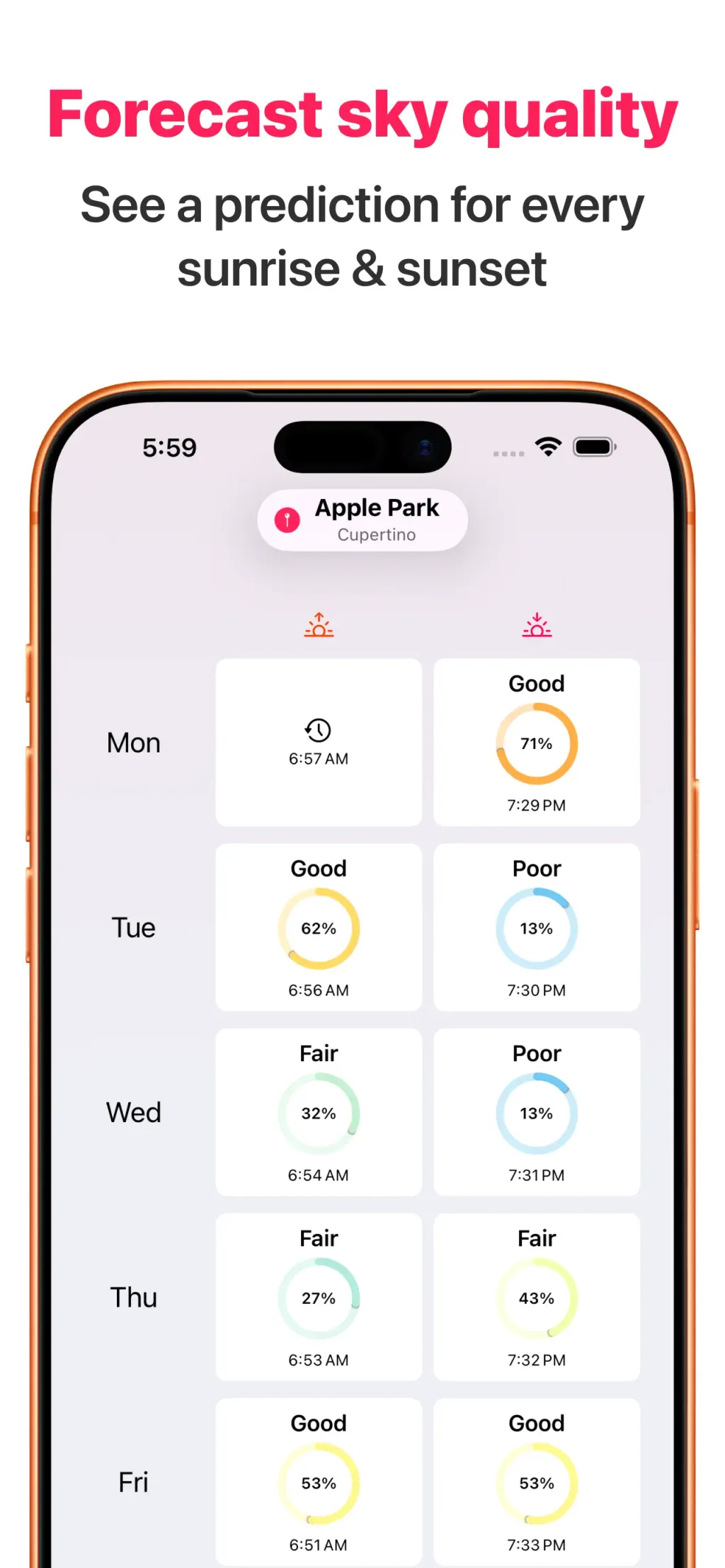 Alpenglow: Sunset Forecast App Store screenshot 1