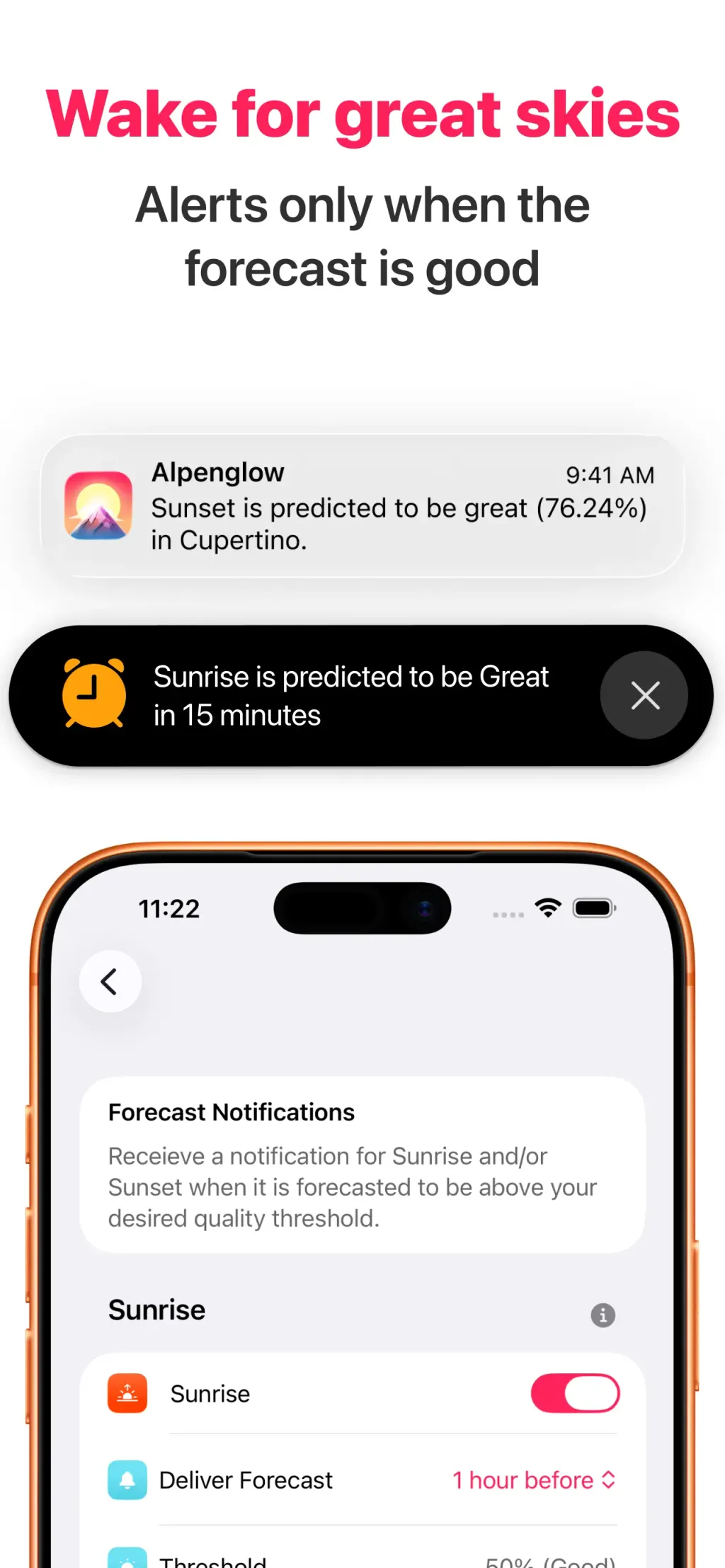 Alpenglow: Sunset Forecast App Store screenshot 2