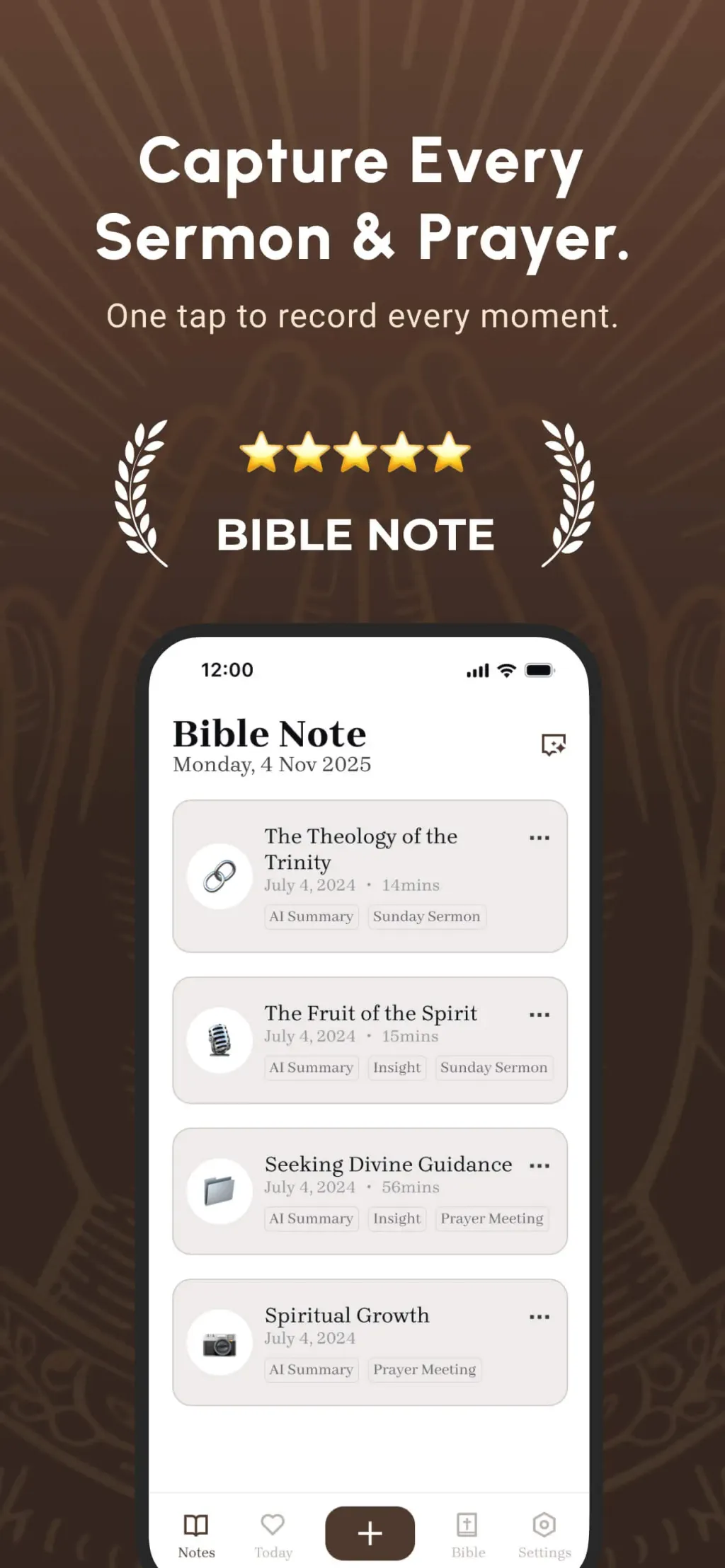 Bible Note Taker & Recorder App Store screenshot 1