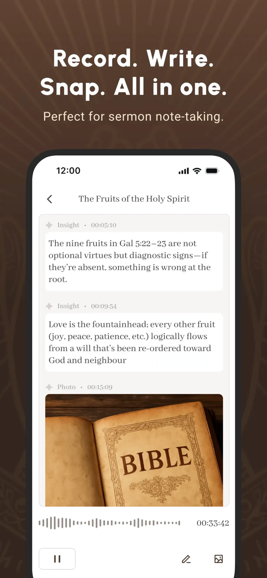 Bible Note Taker & Recorder App Store screenshot 3