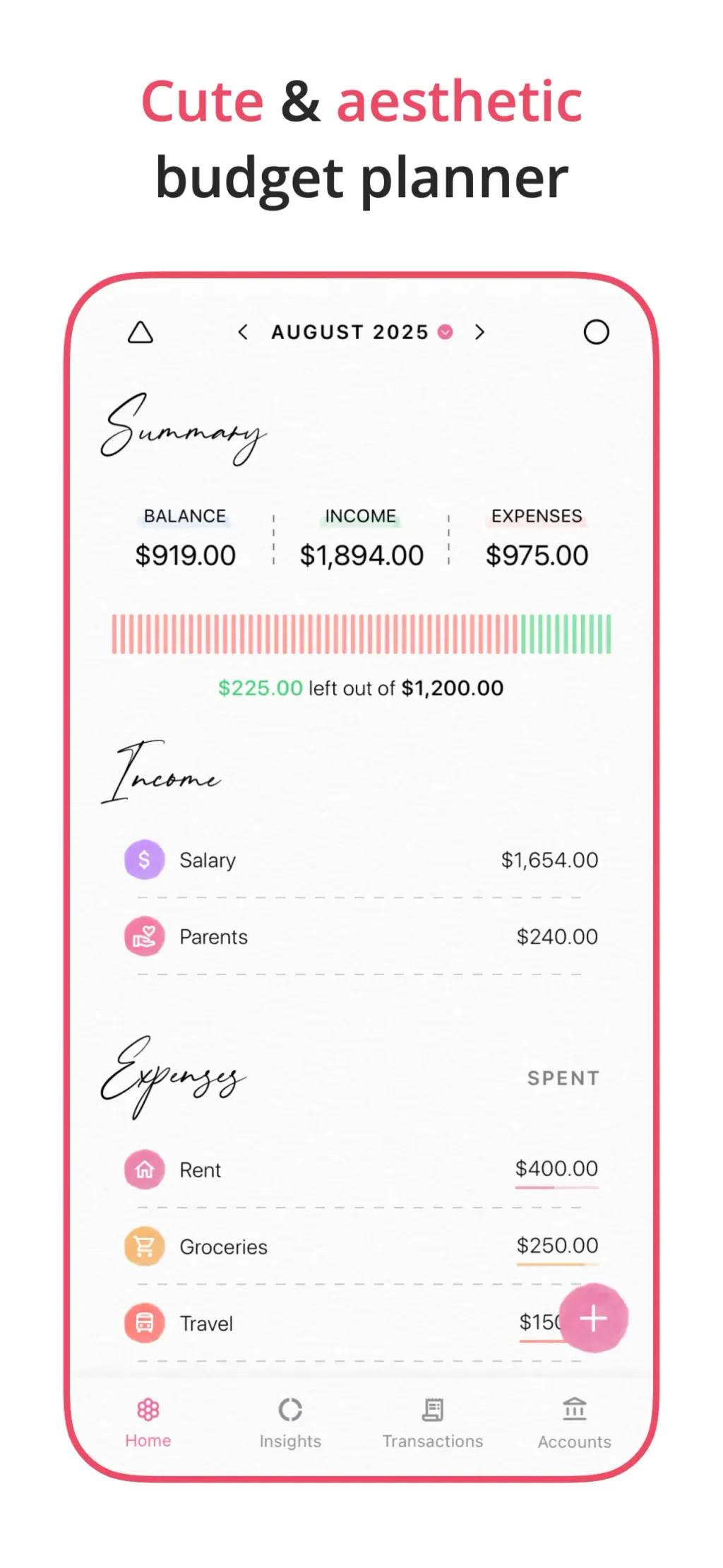Budget Planner App - Fleur screenshot 1
