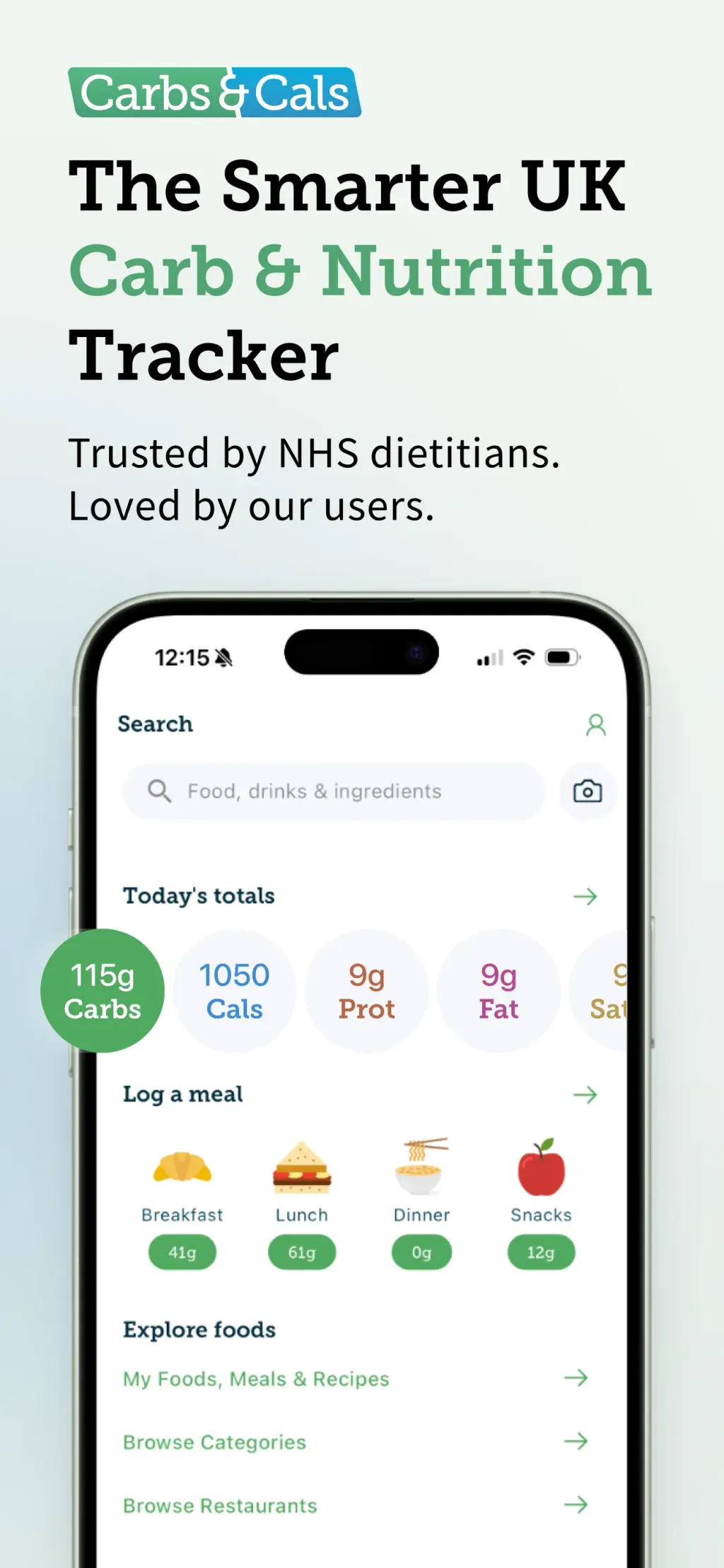 Carbs & Cals: Diet & Diabetes App Store screenshot 1
