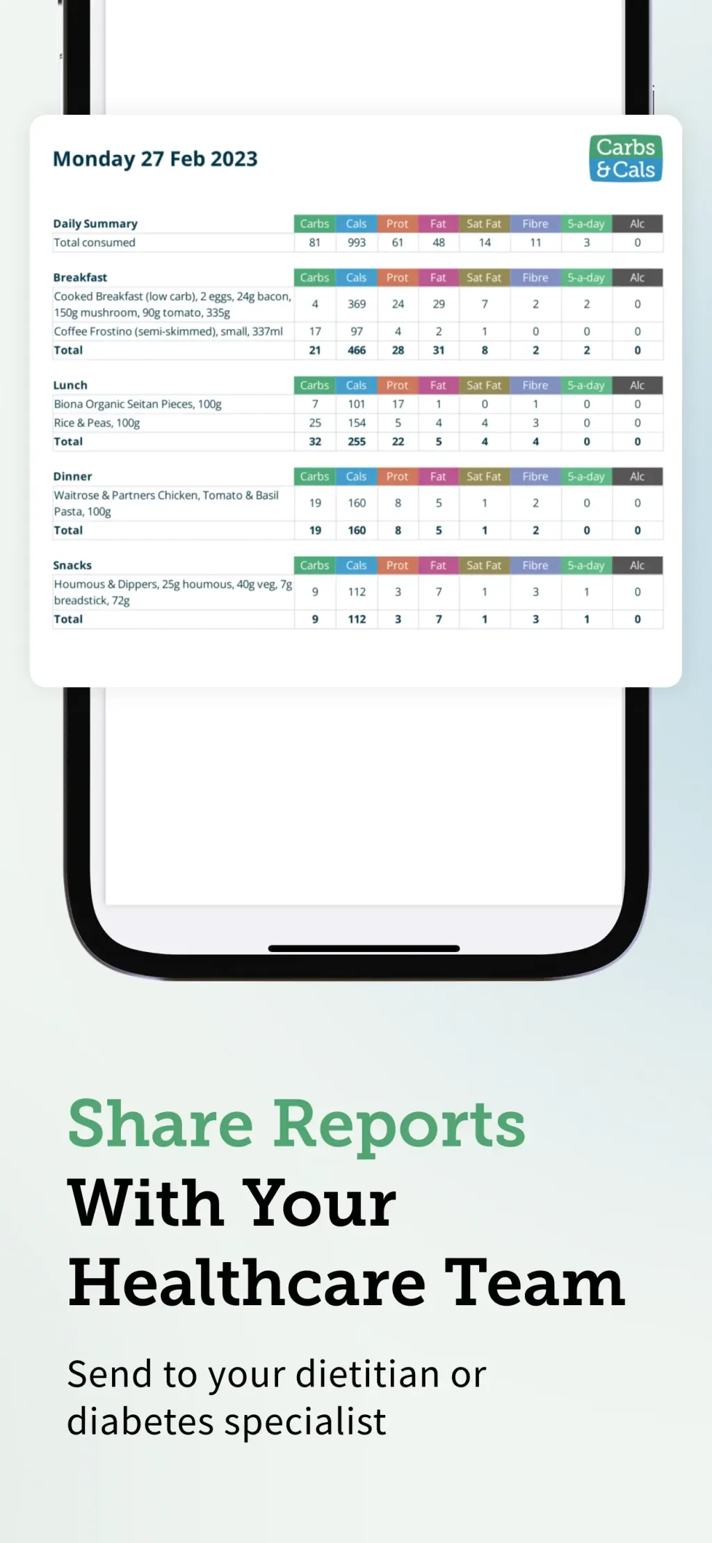 Carbs & Cals: Diet & Diabetes App Store screenshot 8