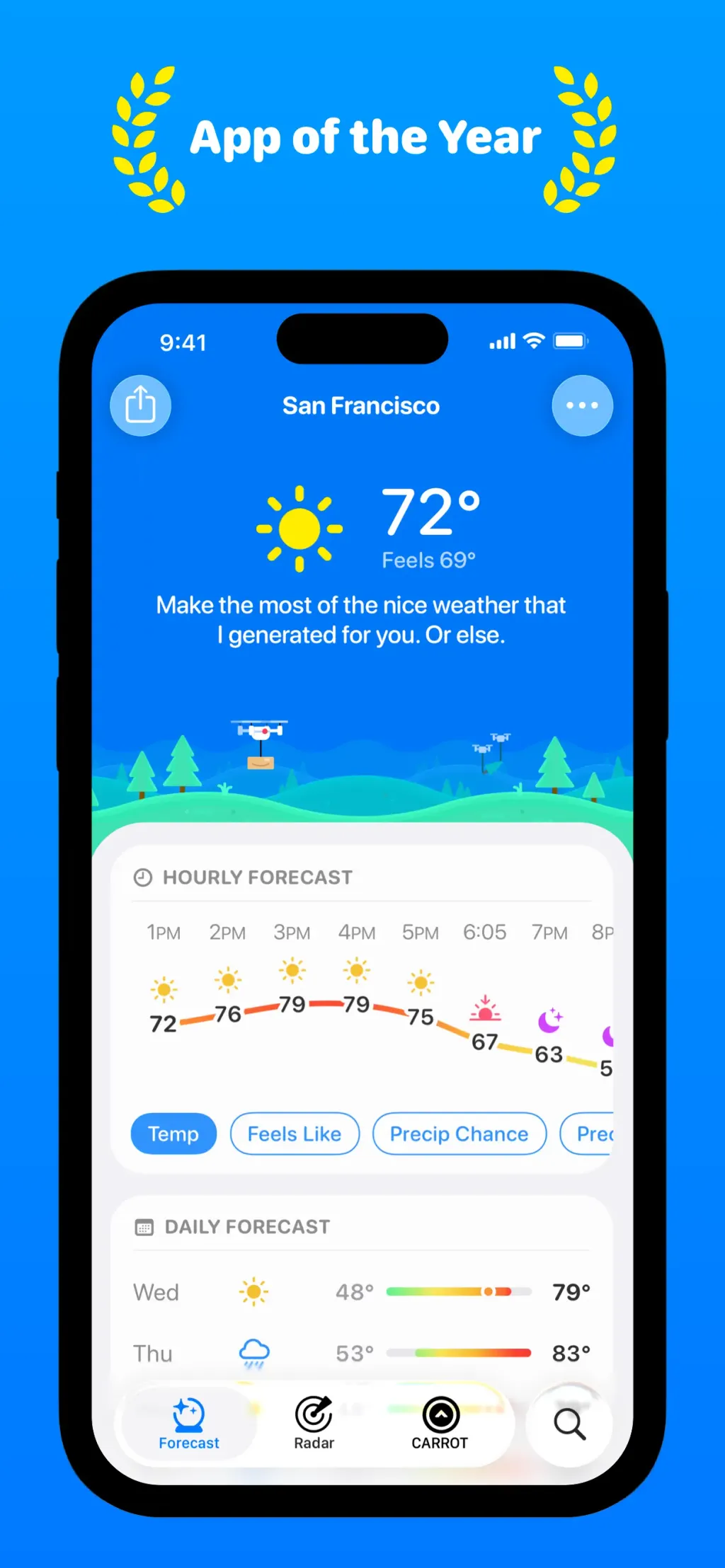 CARROT Weather: Alerts & Radar screenshot 2