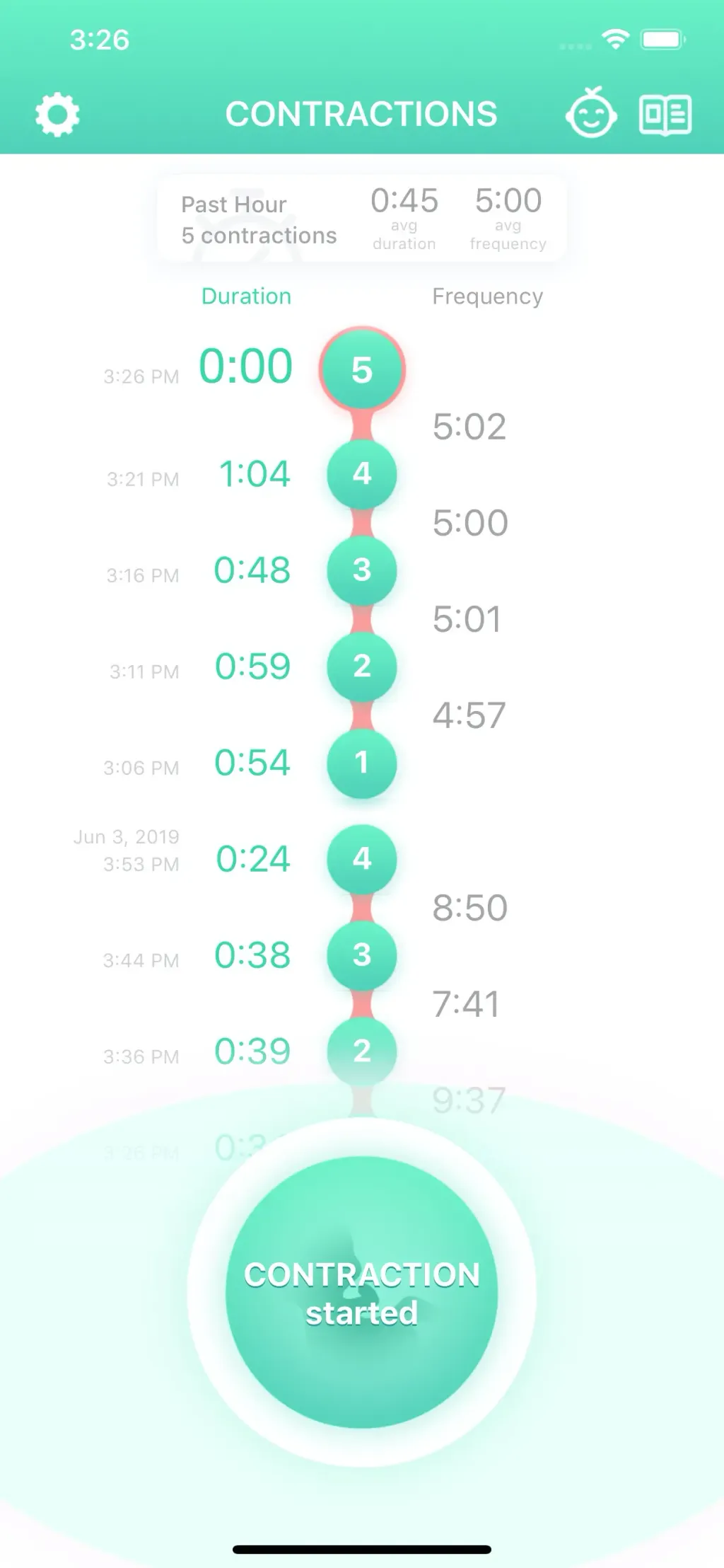Contraction Timer & Counter 9m App Store screenshot 5