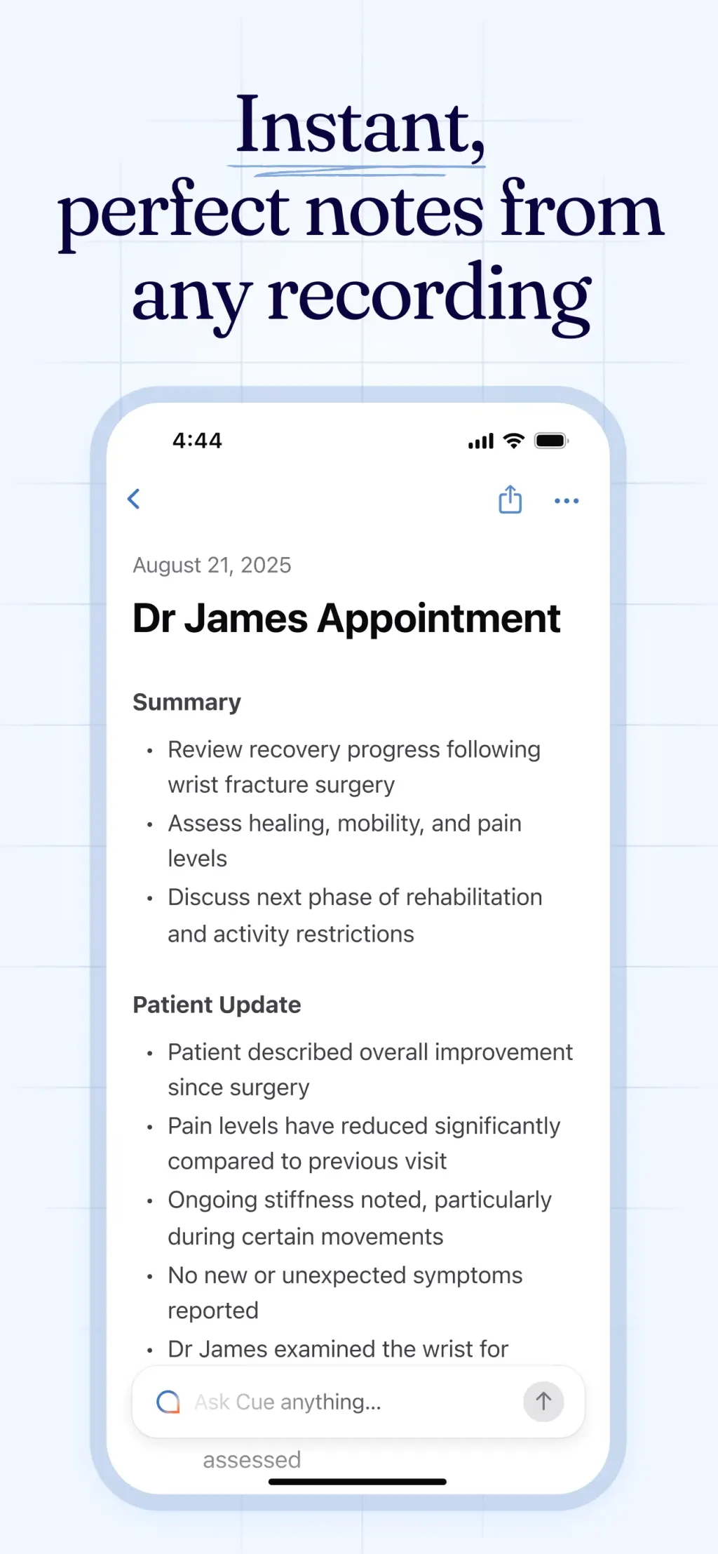 Cue - Smart AI Meeting Notes App Store screenshot 2
