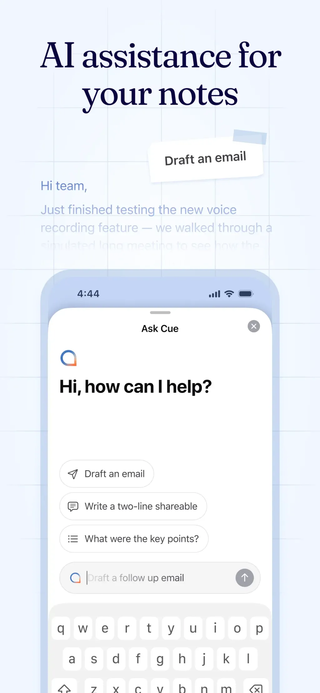 Cue - Smart AI Meeting Notes App Store screenshot 4
