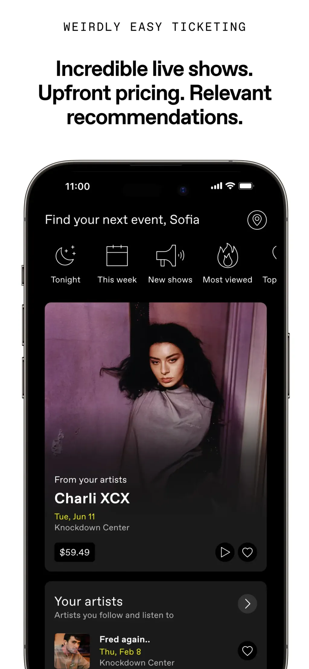 DICE: Live Shows App Store screenshot 1