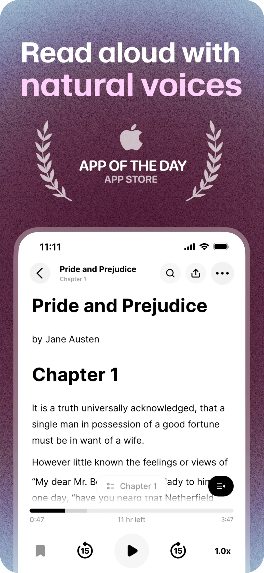 ElevenReader: Read Books Aloud App Store screenshot 1