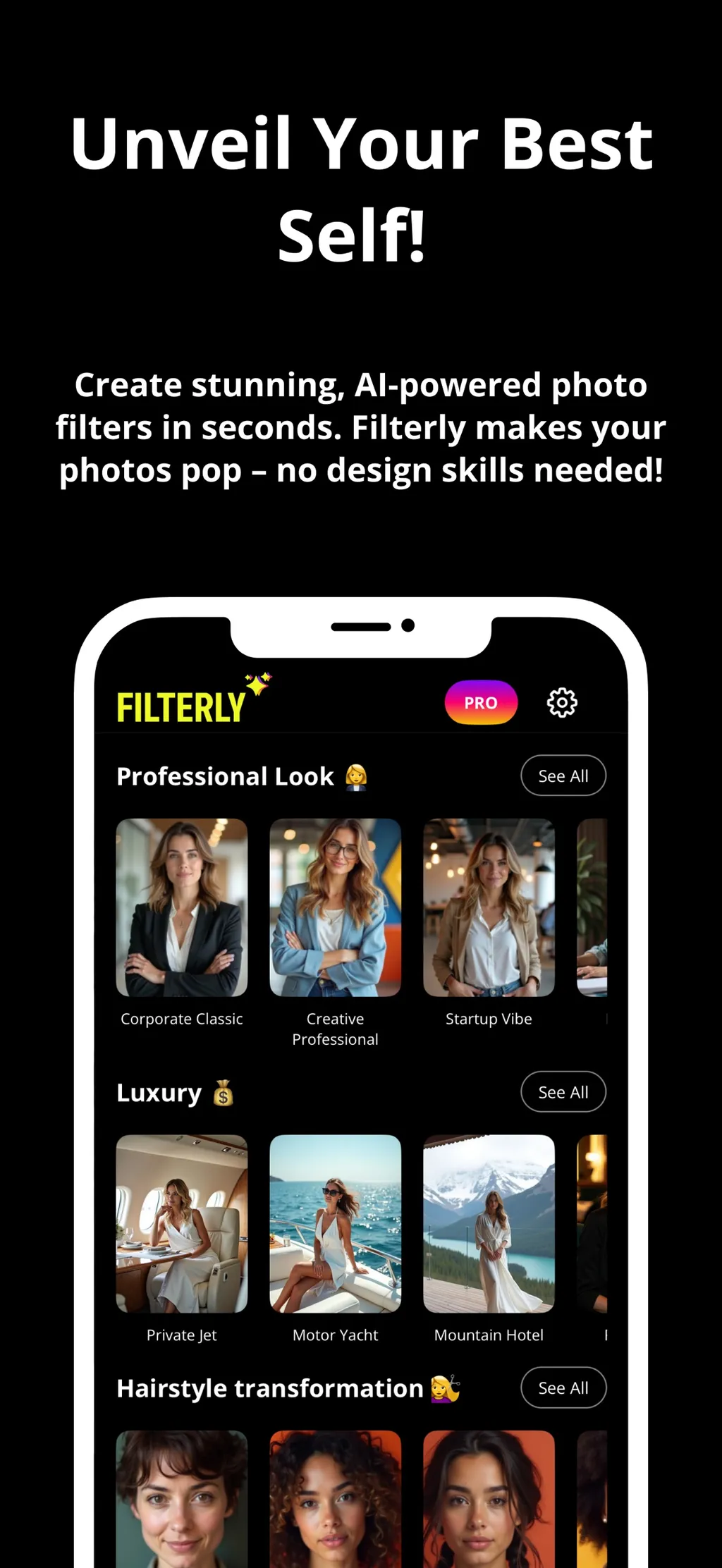 Filterly - AI Photo Enhancer App Store screenshot 1