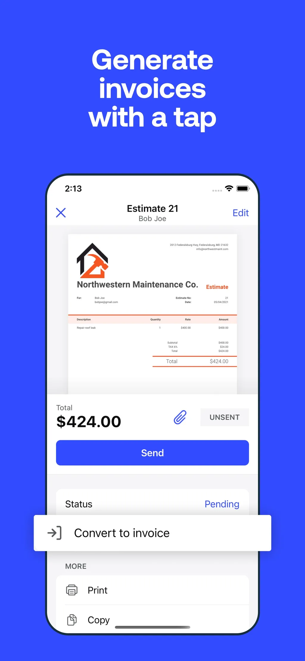 Invoice2go: Easy Invoice Maker screenshot 1