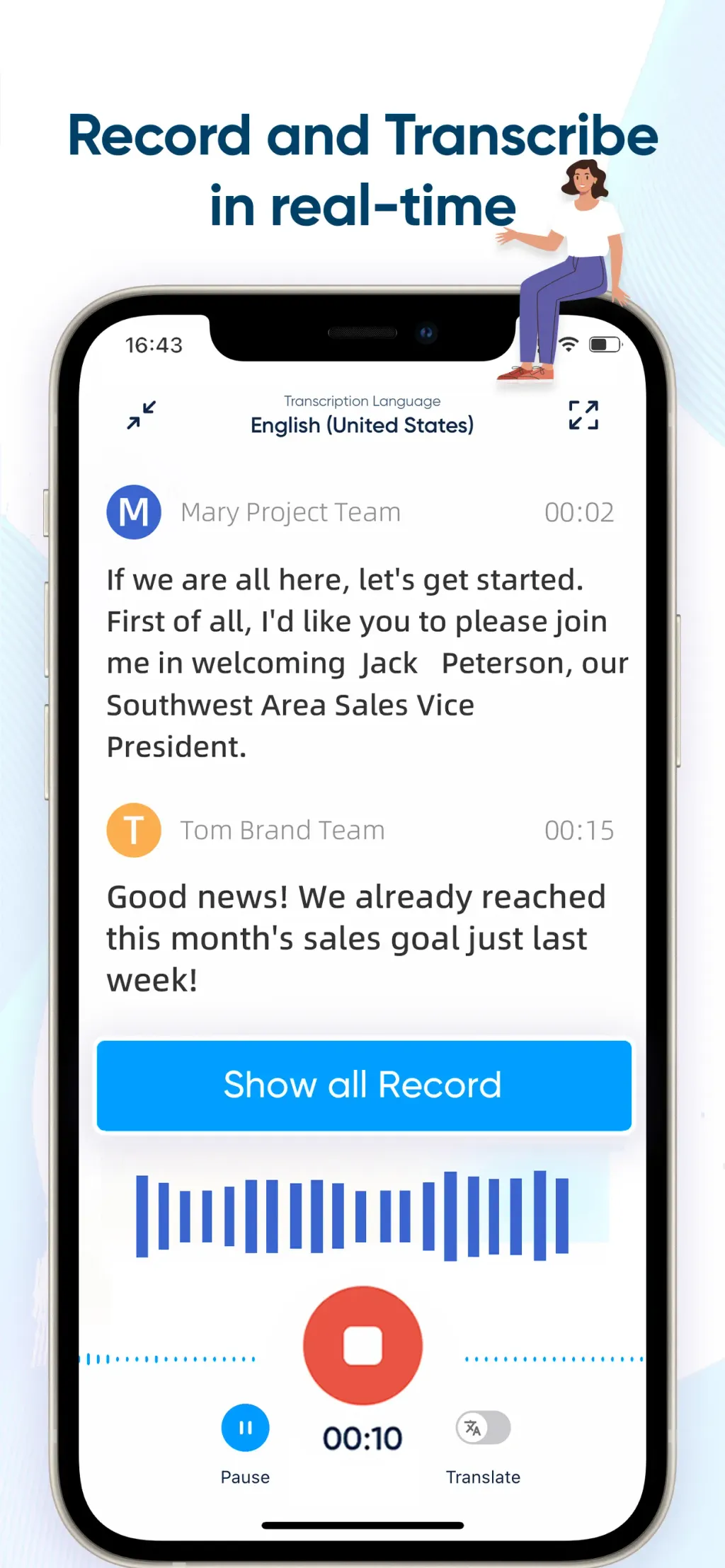 iRecord: Transcribe Voice Memo App Store screenshot 1