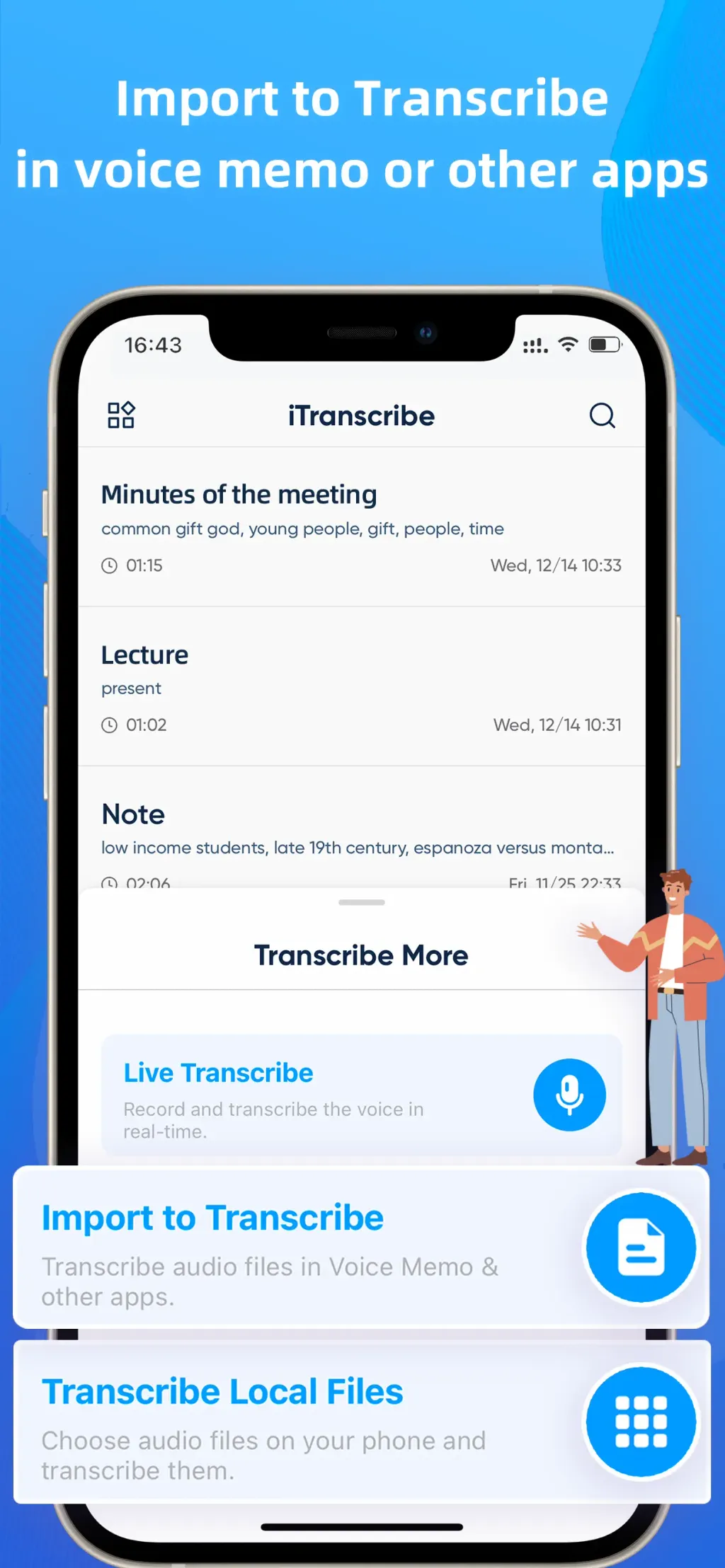 iTranscribe - Audio to Text App Store screenshot 1