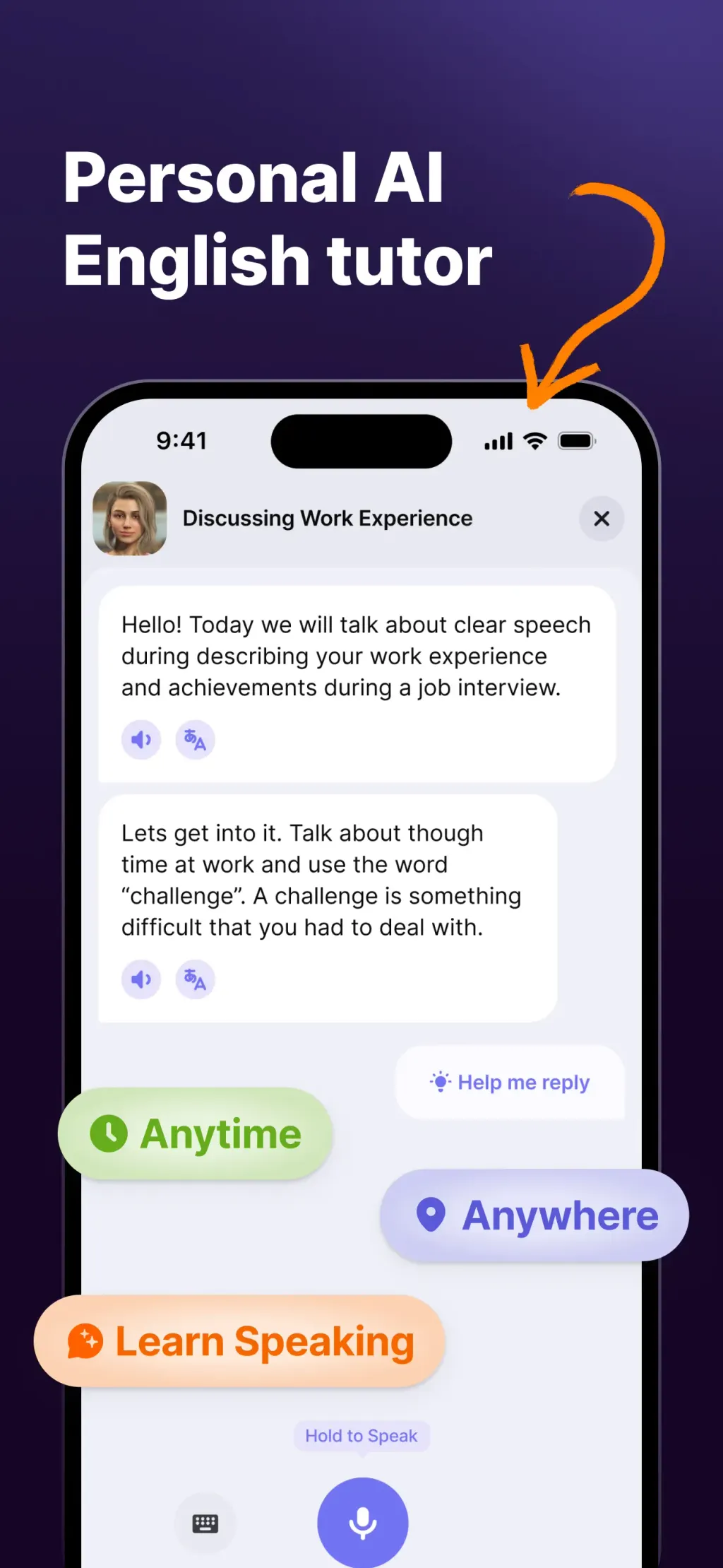 JustSpeak – AI English Tutor screenshot 1