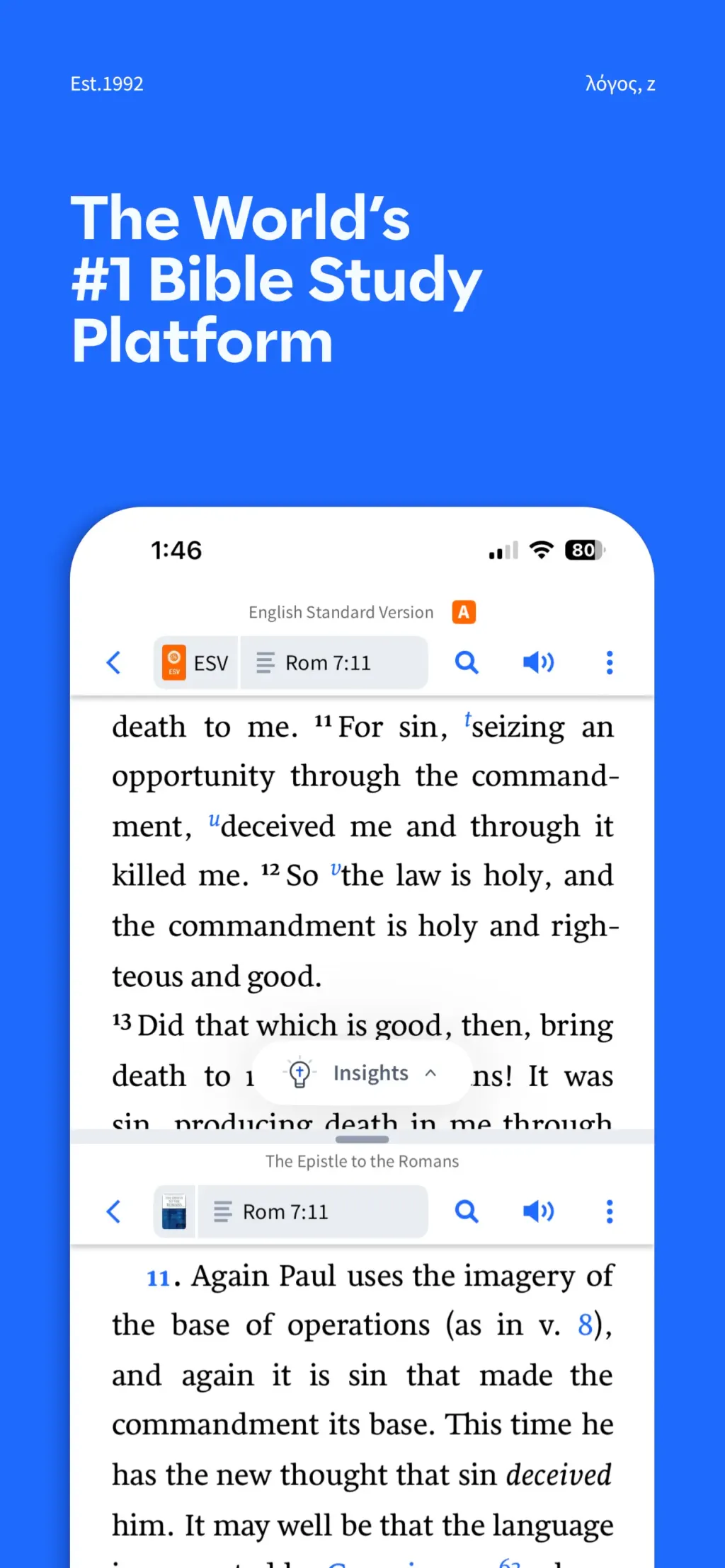 Logos: Deep Bible Study App Store screenshot 1