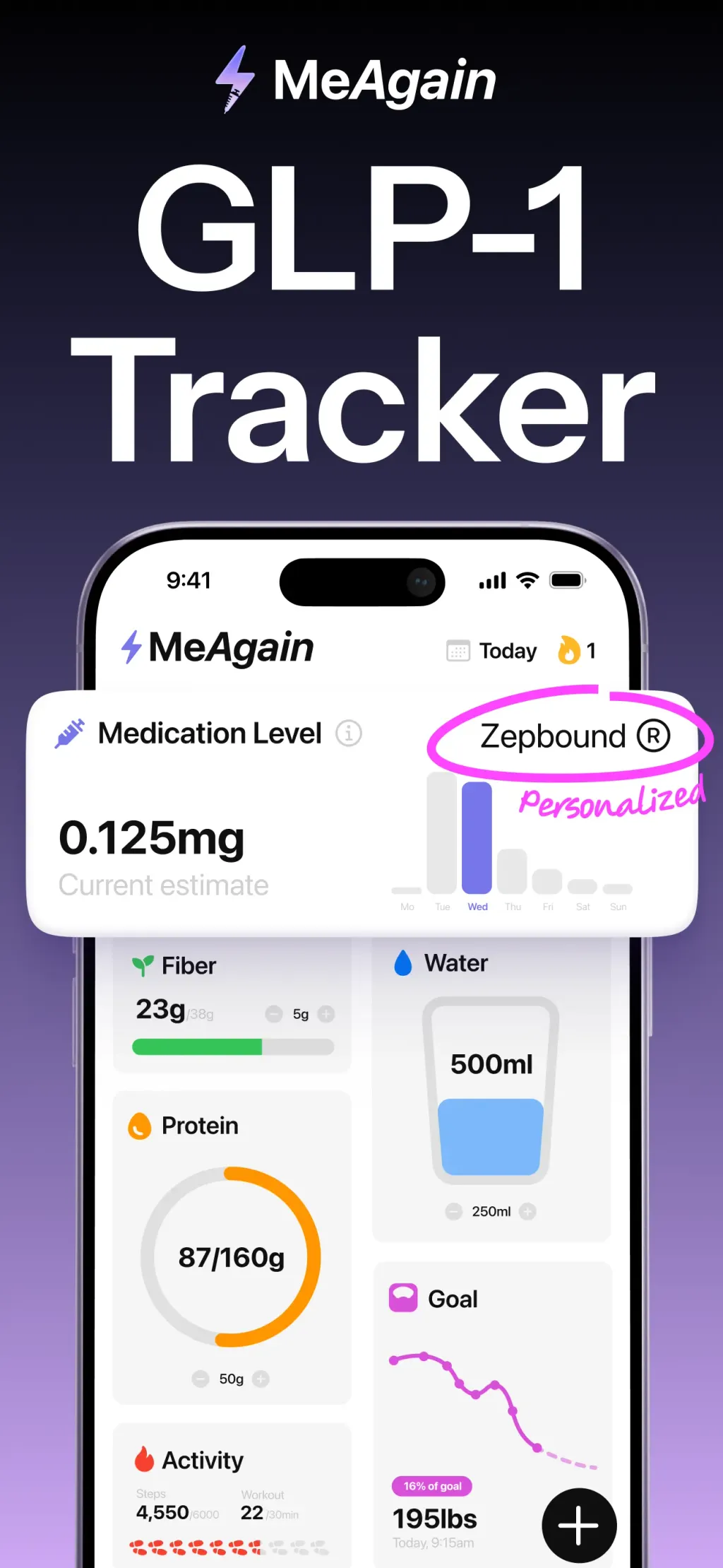 MeAgain: GLP-1 Tracker App screenshot 1