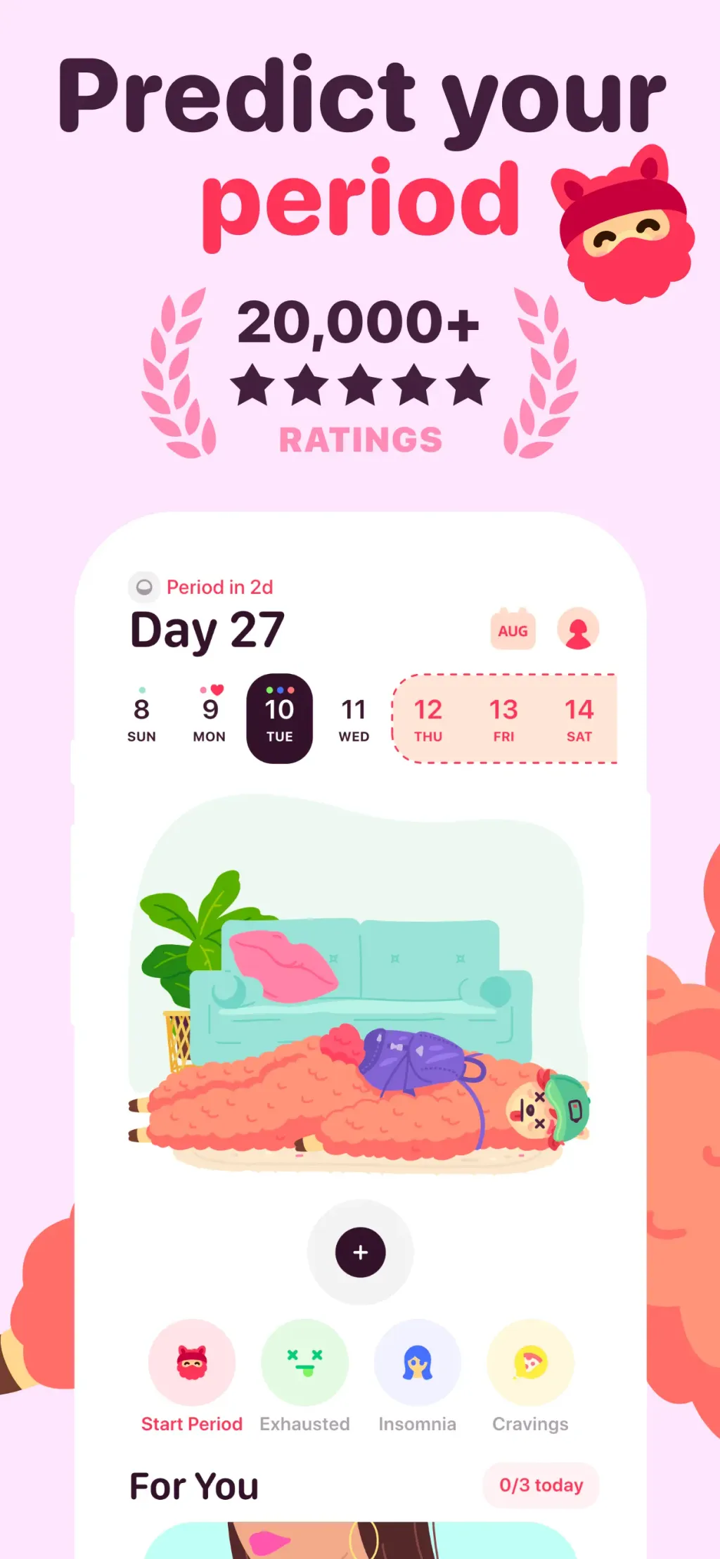 My period calendar Pinkllama App Store screenshot 1