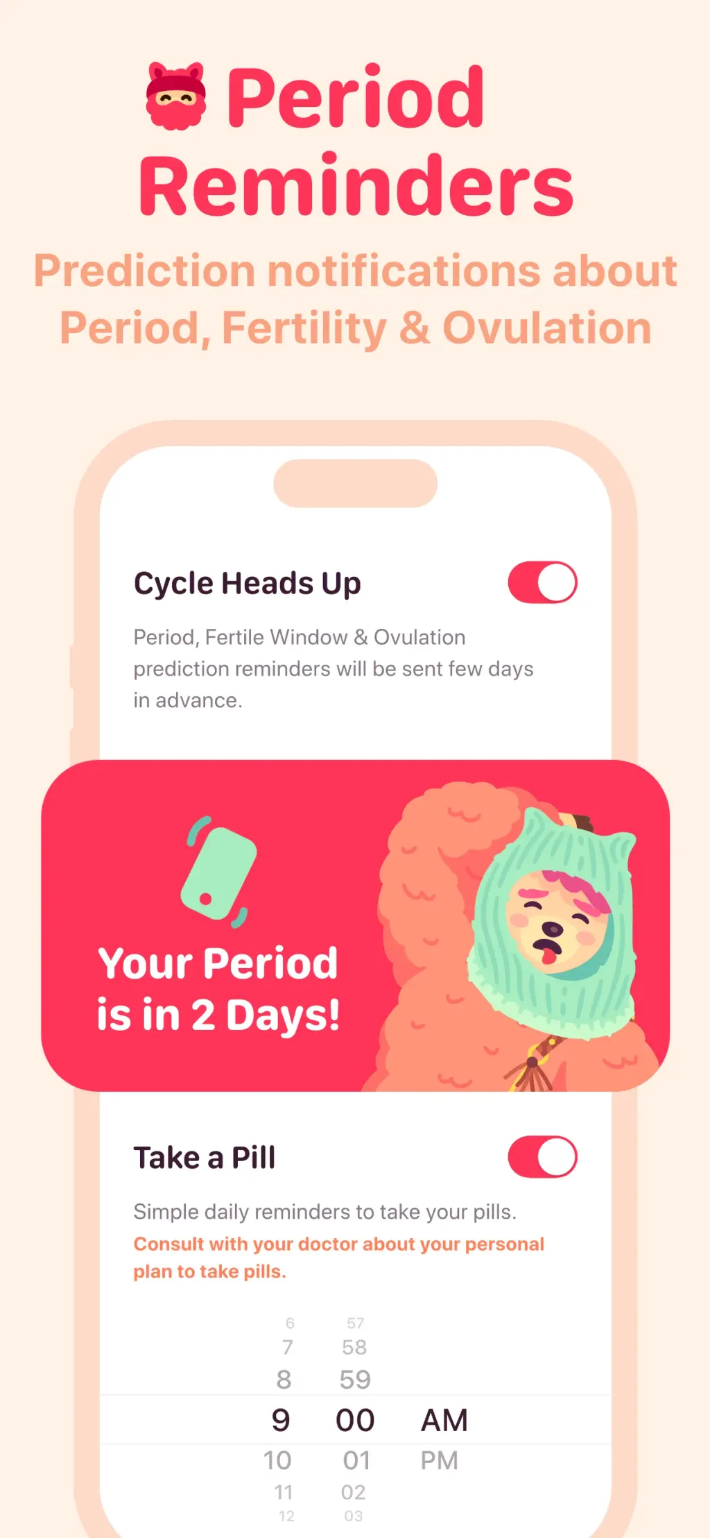My period calendar Pinkllama App Store screenshot 4