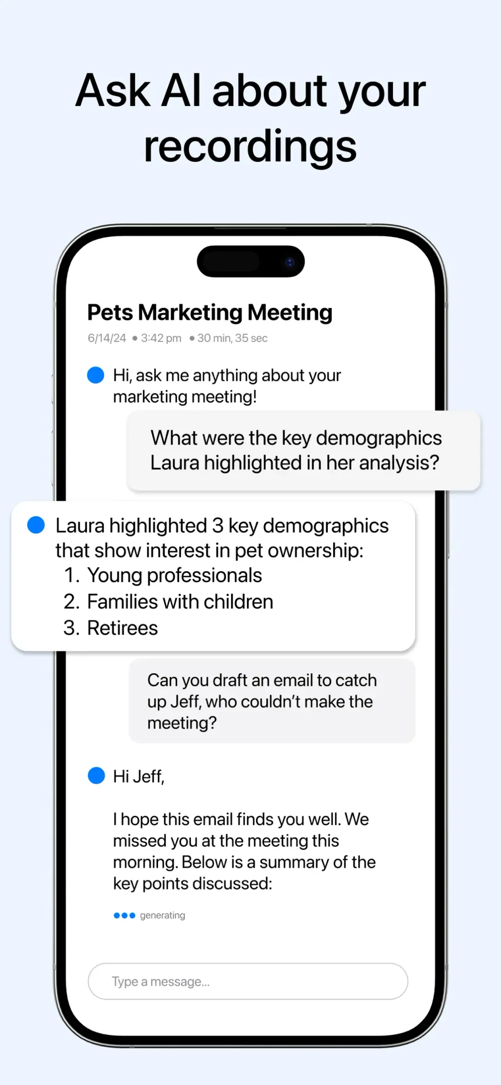 Minutes: AI Meeting Note Taker App Store screenshot 4