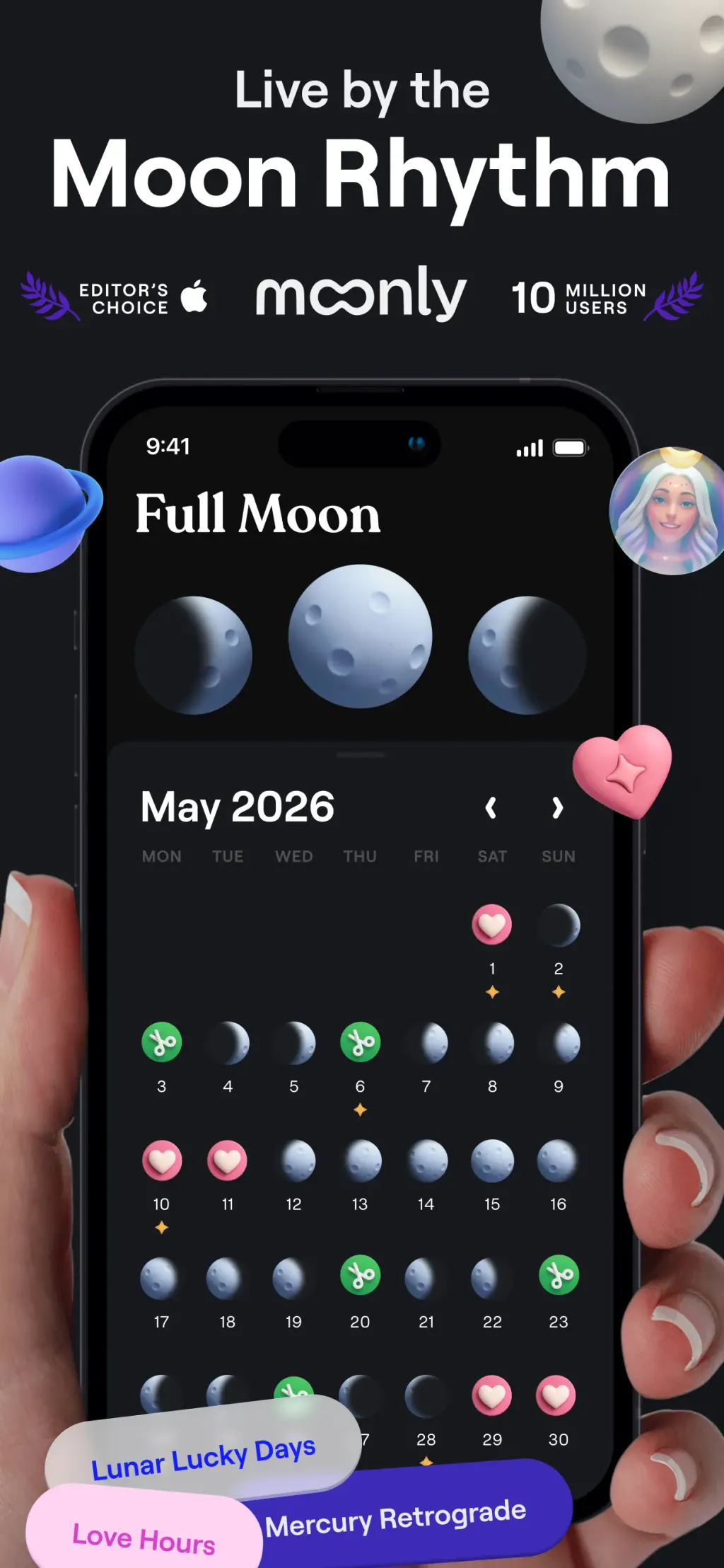 Moonly: Moon Phases & Calendar screenshot 1
