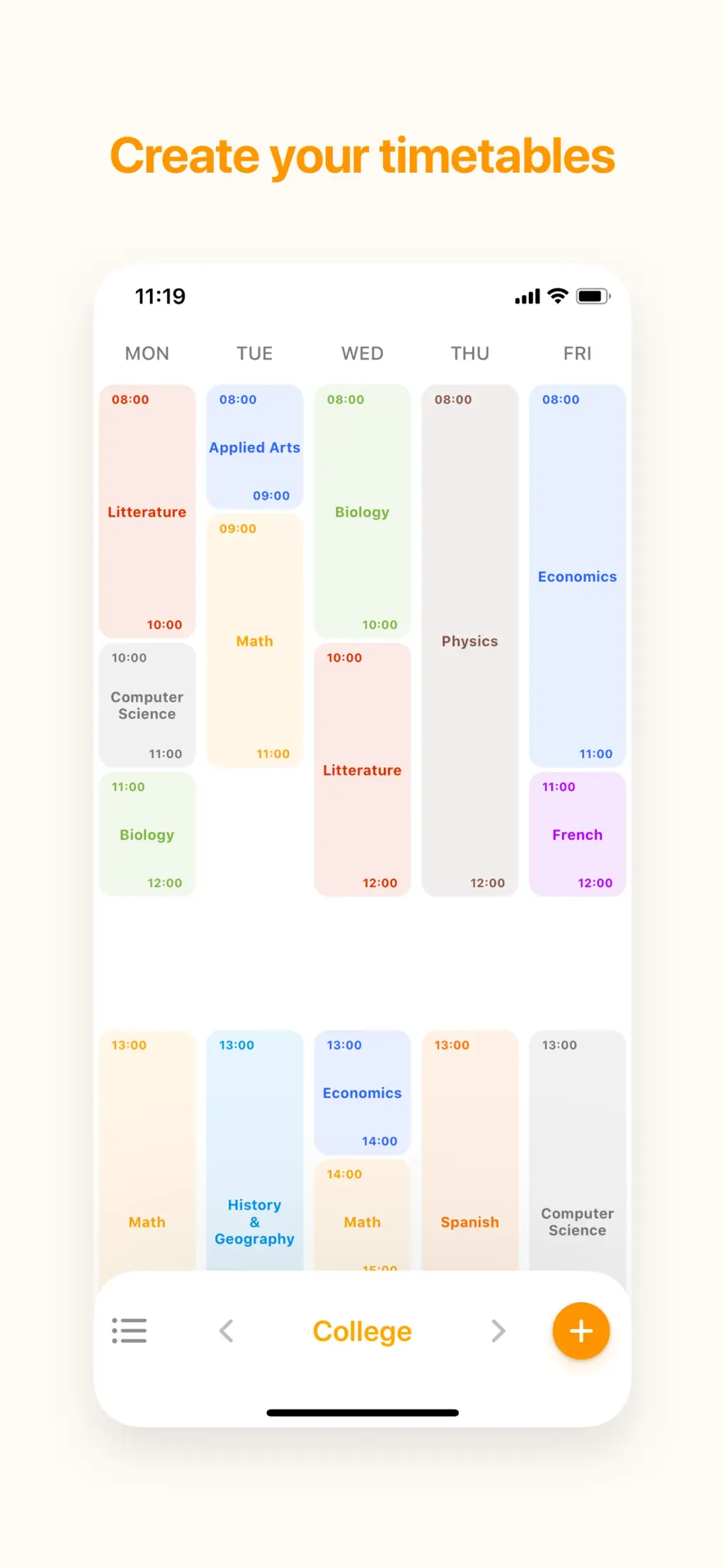 My Timetable - Quick & Simple App Store screenshot 1