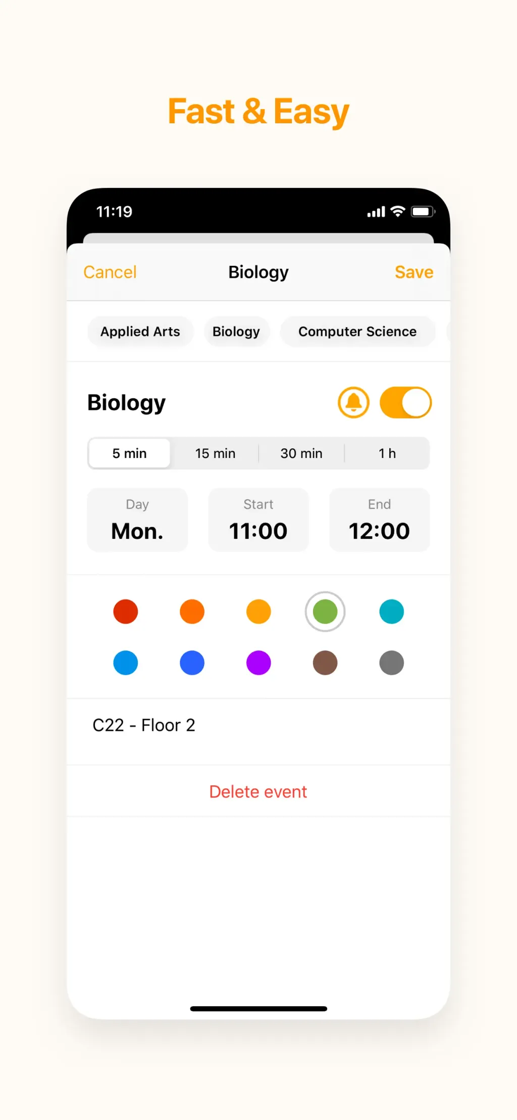 My Timetable - Quick & Simple App Store screenshot 2