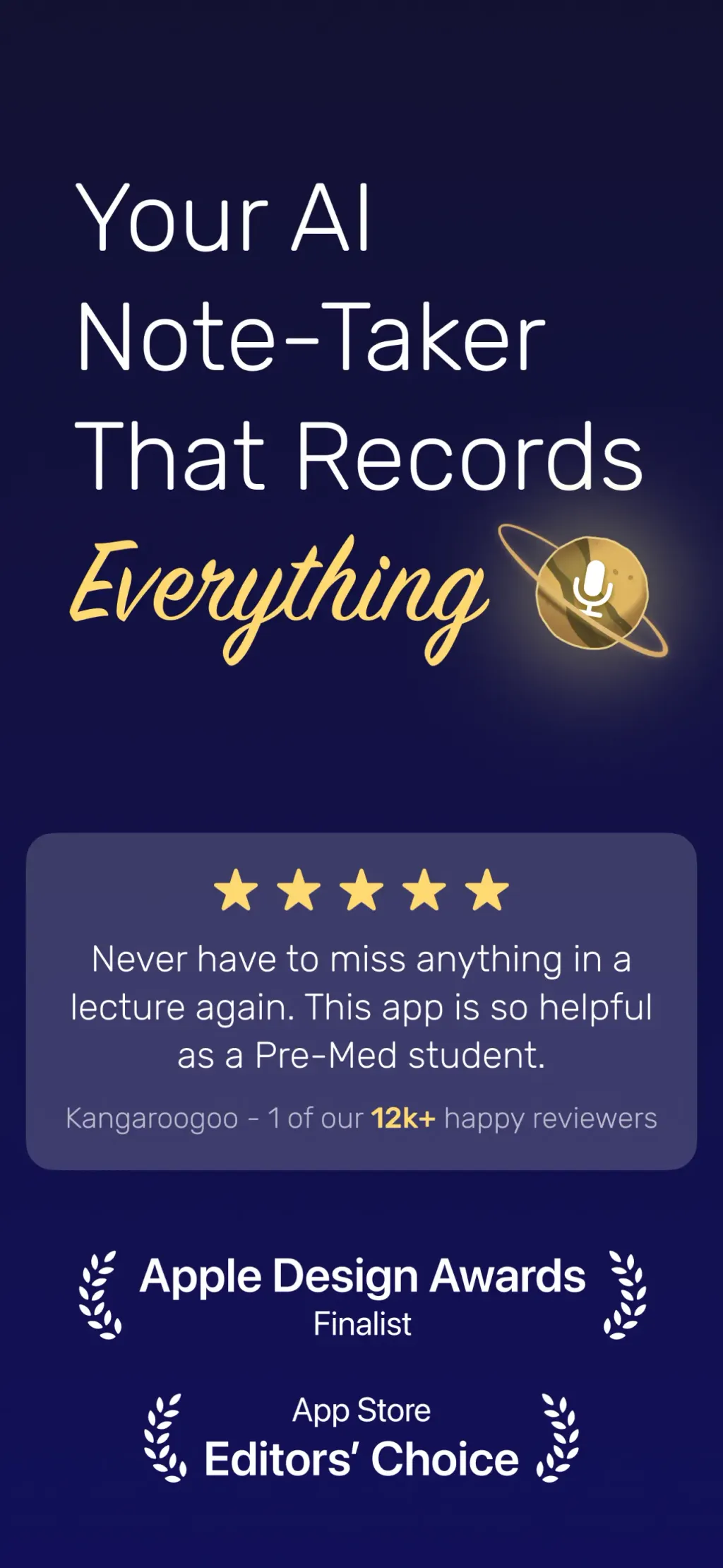 Noted: Record & AI Transcribe App Store screenshot 1
