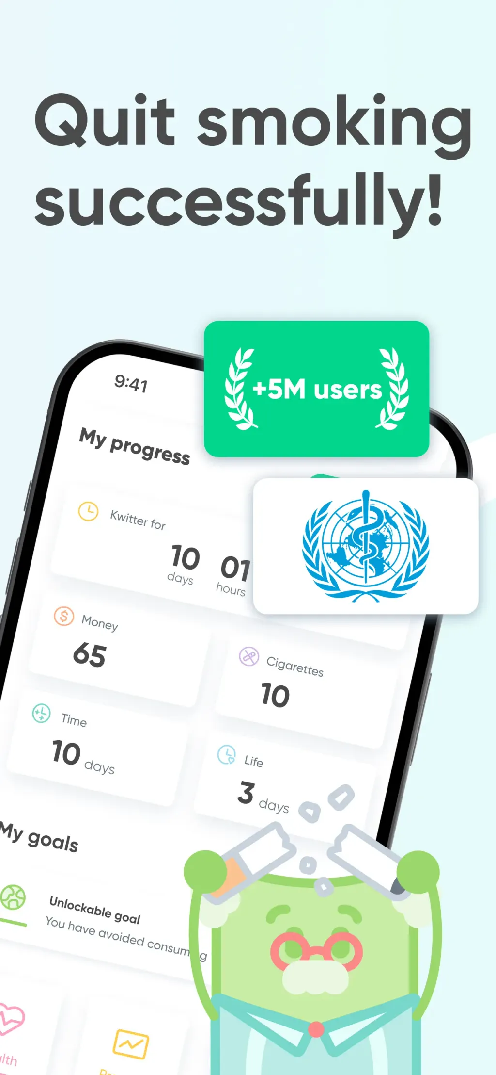 Quit smoking for good - Kwit App Store screenshot 1