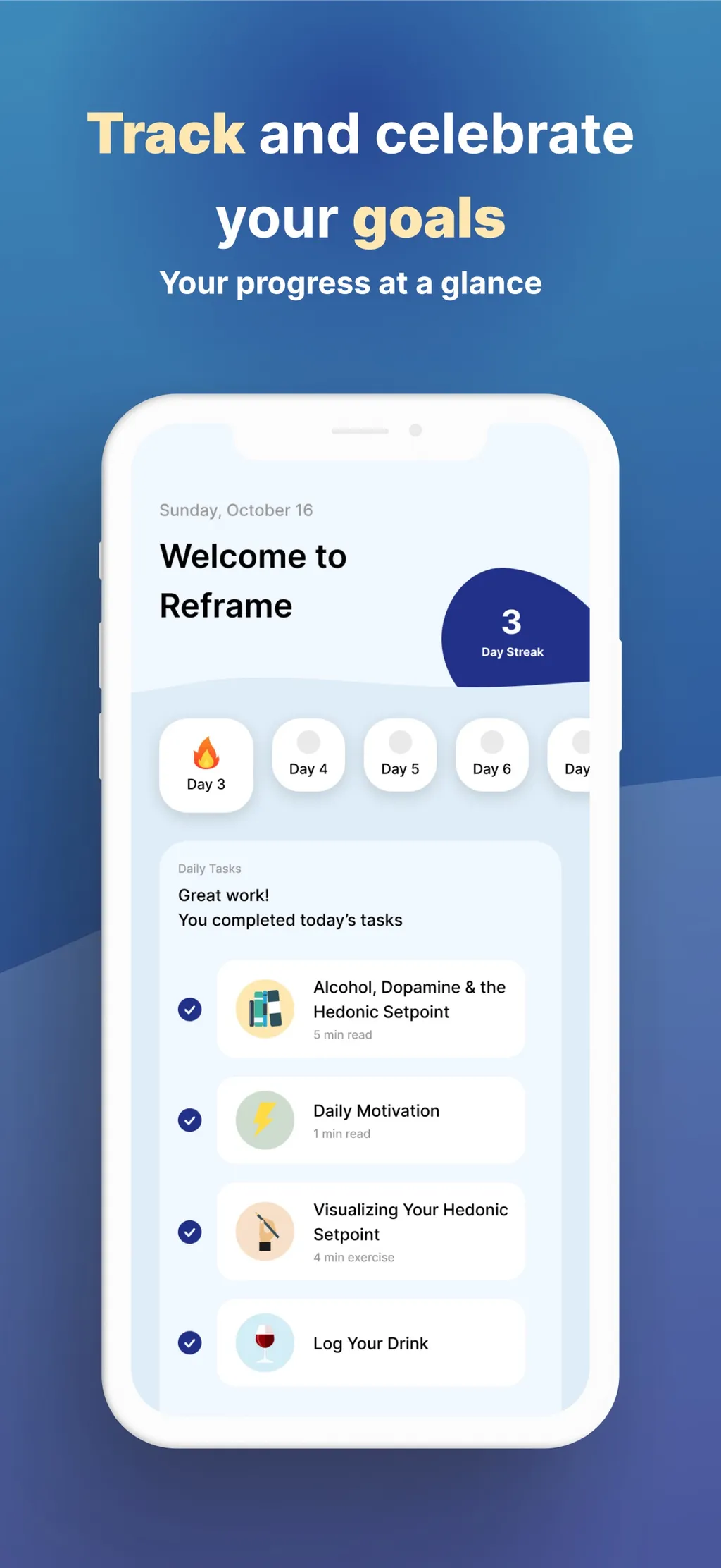 Reframe: Drink Less & Thrive App Store screenshot 5