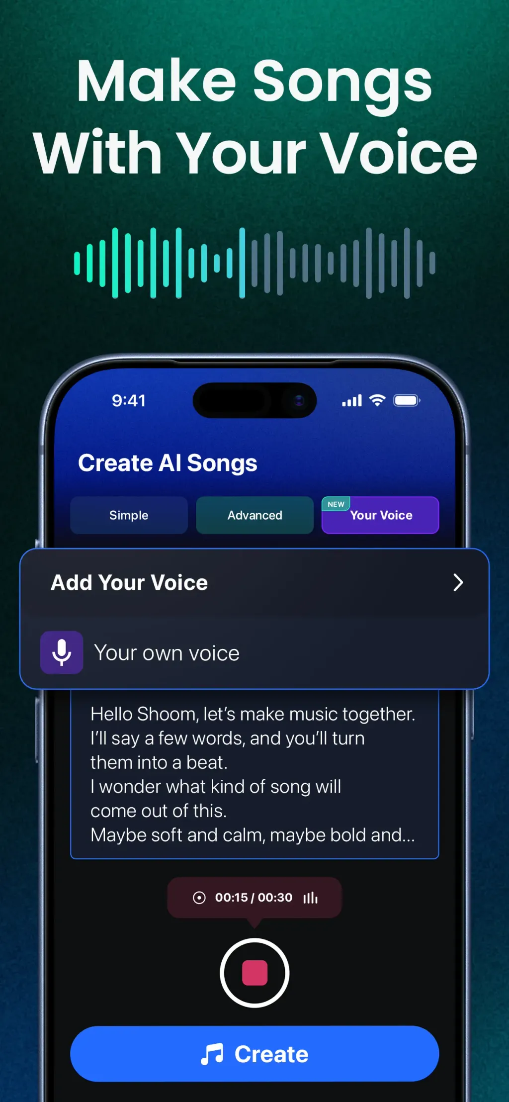 AI Music, Song Generator・Shoom App Store screenshot 1