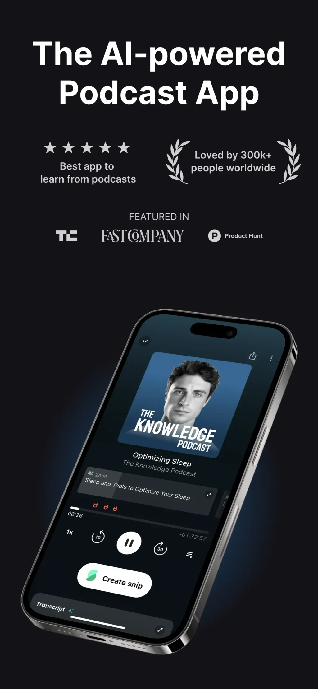 Snipd | AI Podcast Player screenshot 1