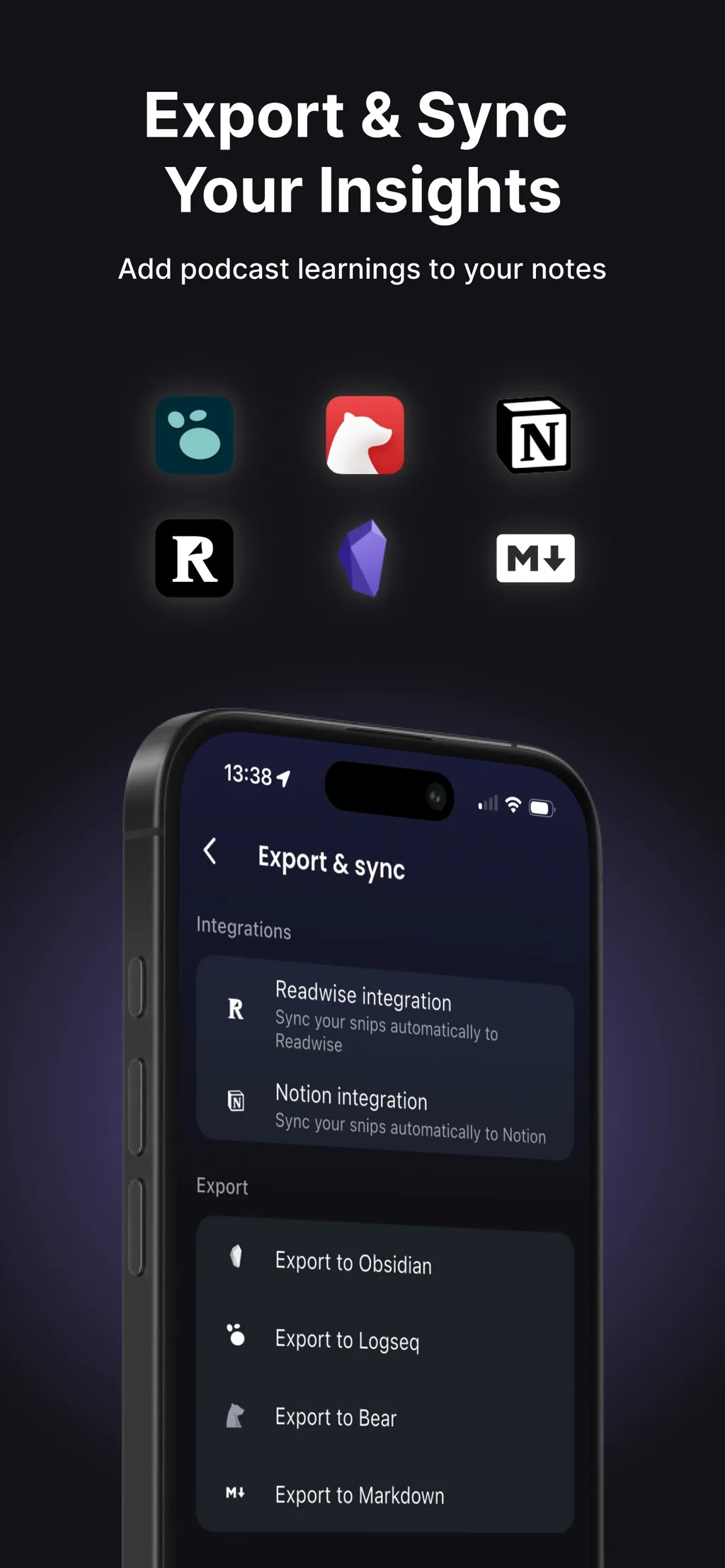 Snipd | AI Podcast Player App Store screenshot 6