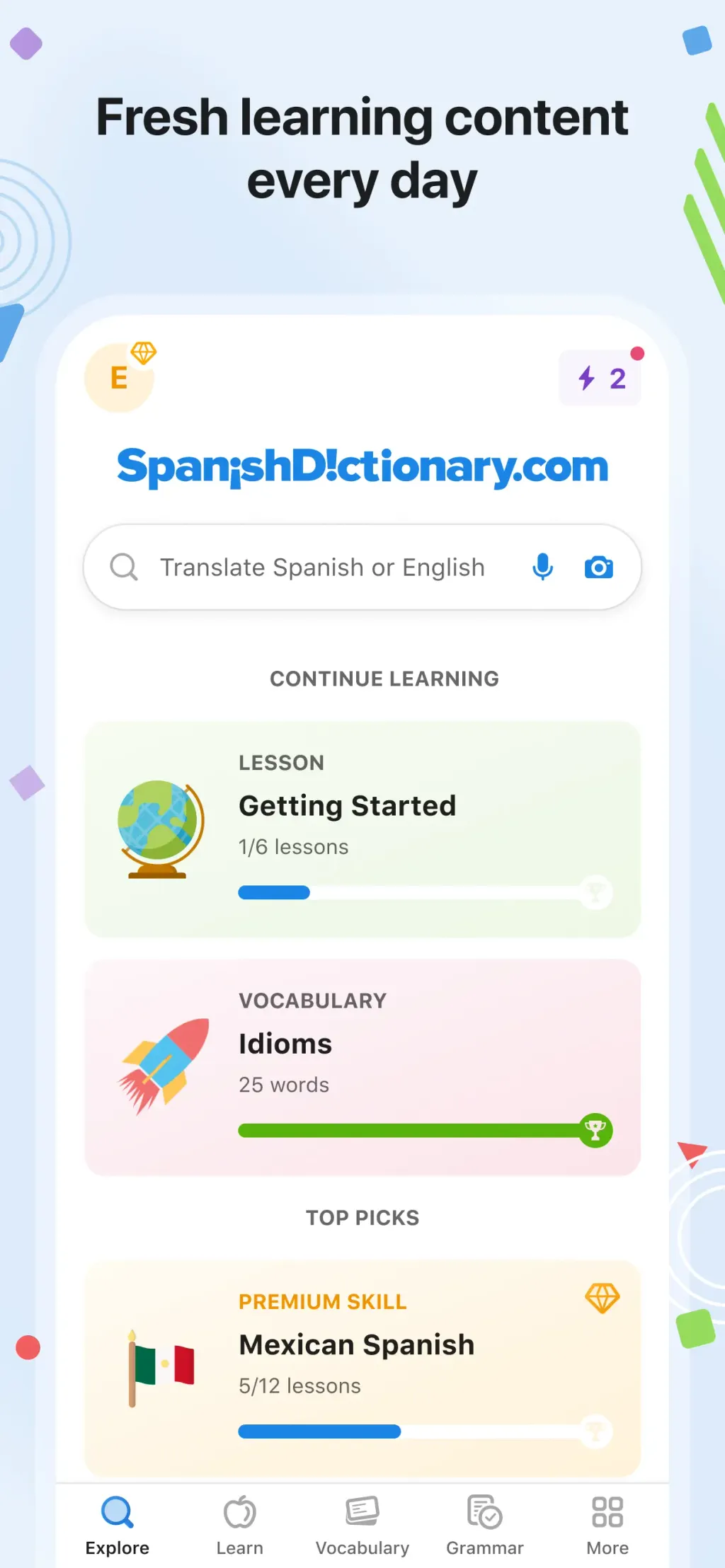 SpanishDictionary.com Learning screenshot 1
