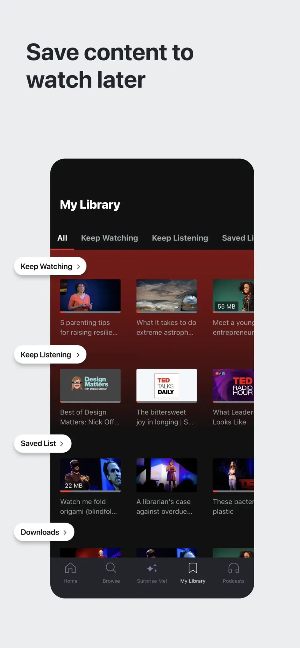 TED Talks: Watch and Learn App Store screenshot 5