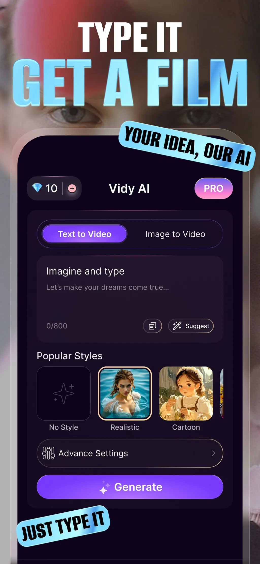 Vidy: AI Video Maker & Editor App Store screenshot 1