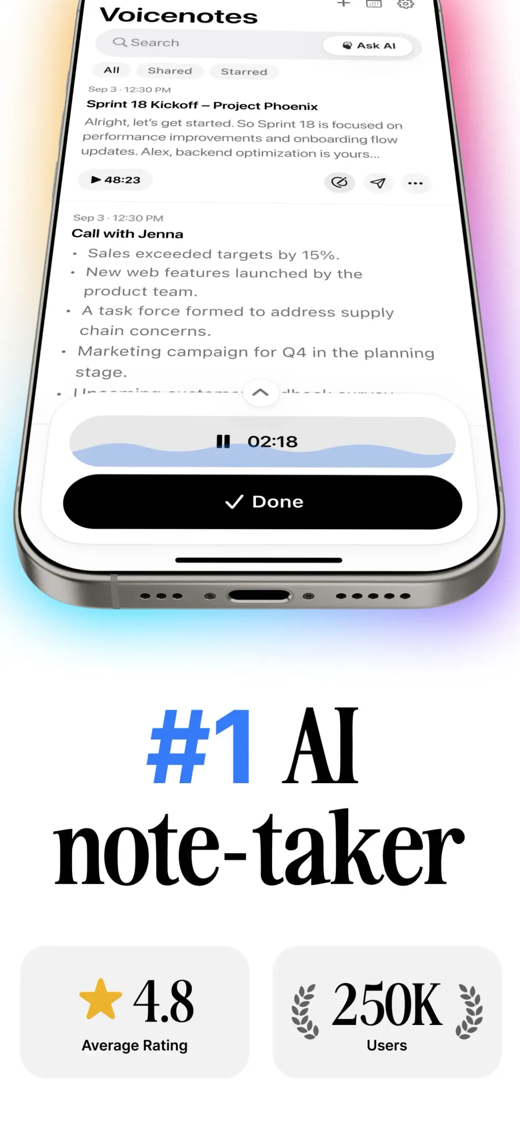 Voicenotes AI Notes & Meetings screenshot 1