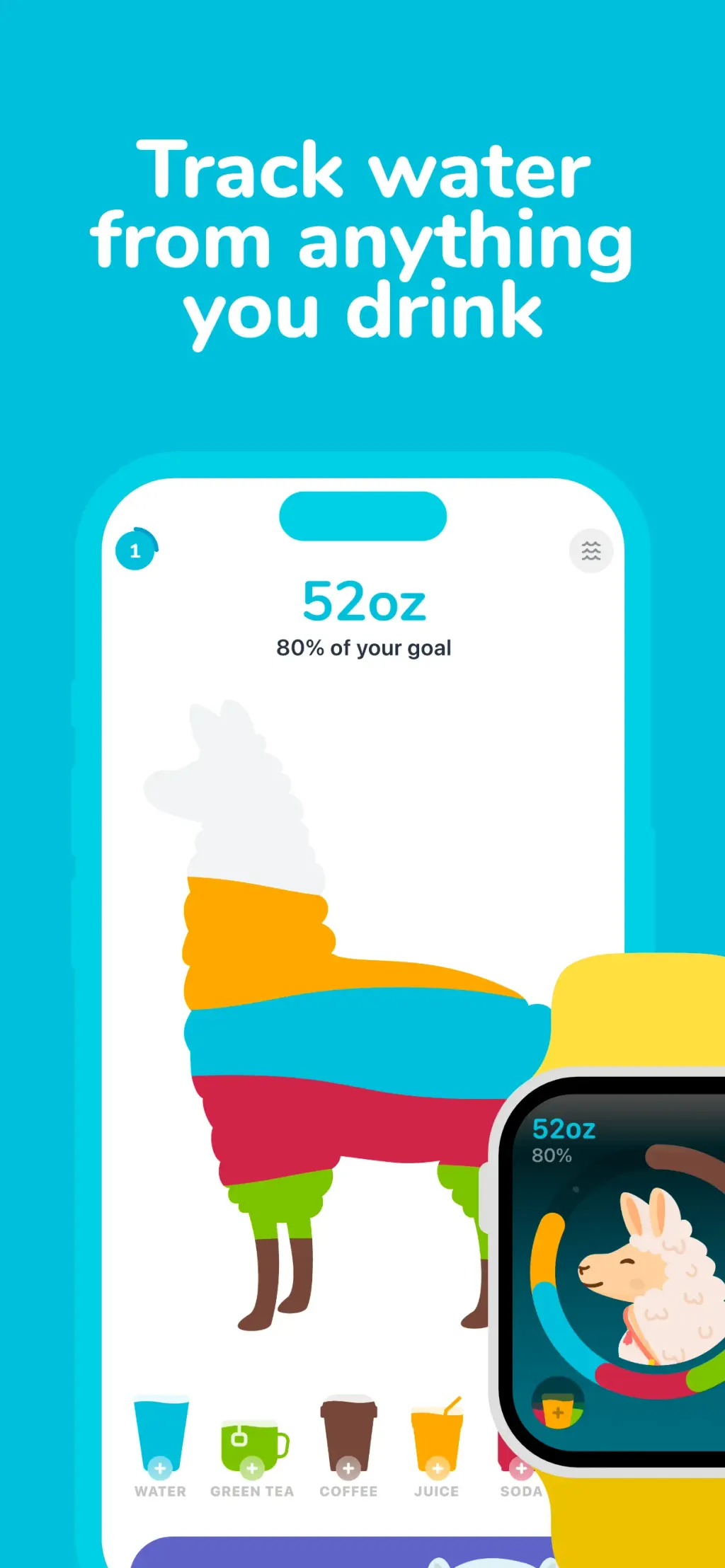 Water tracker Waterllama App Store screenshot 3